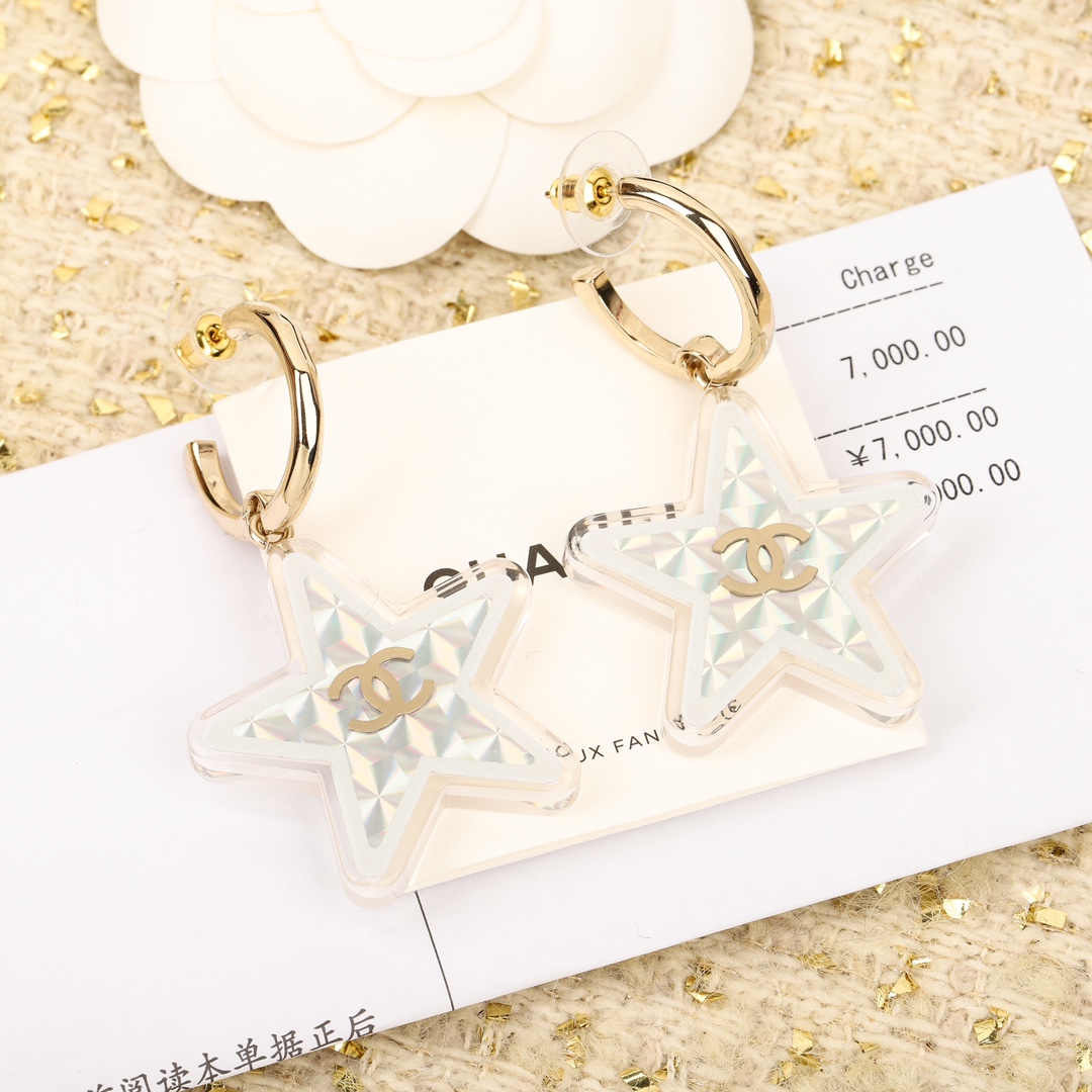 [TOP] CHANEL Star Earrings-White