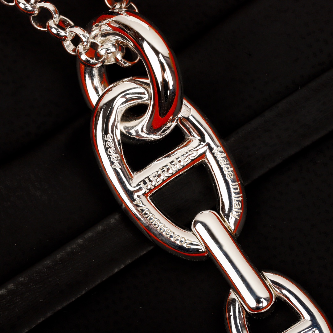 [TOP] HERMES Pig Nose Necklace-Sliver