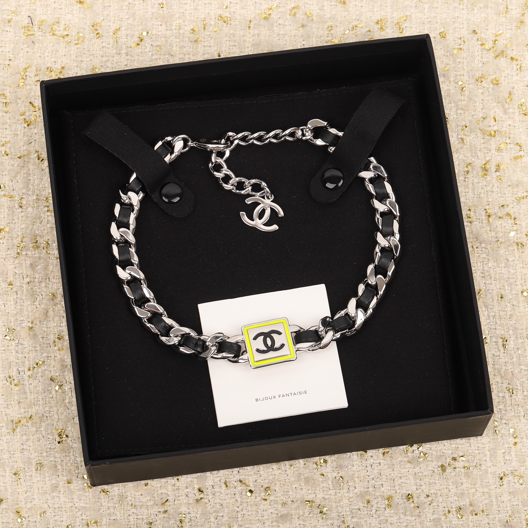 [TOP] CHANEL CC Choker Necklace-Black