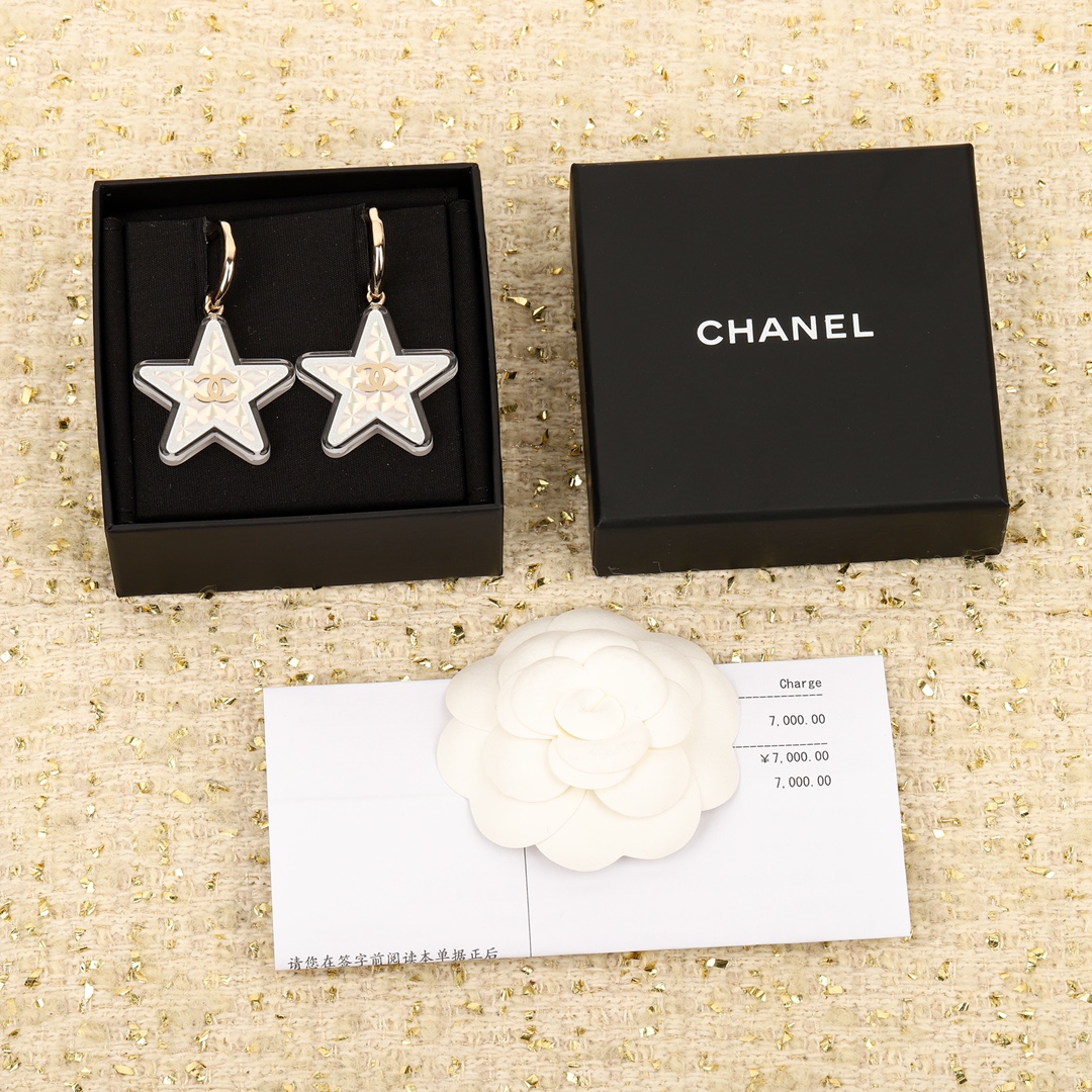 [TOP] CHANEL Star Earrings-White
