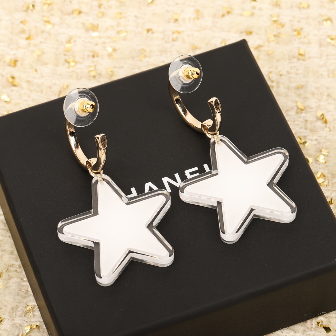 [TOP] CHANEL Star Earrings-White