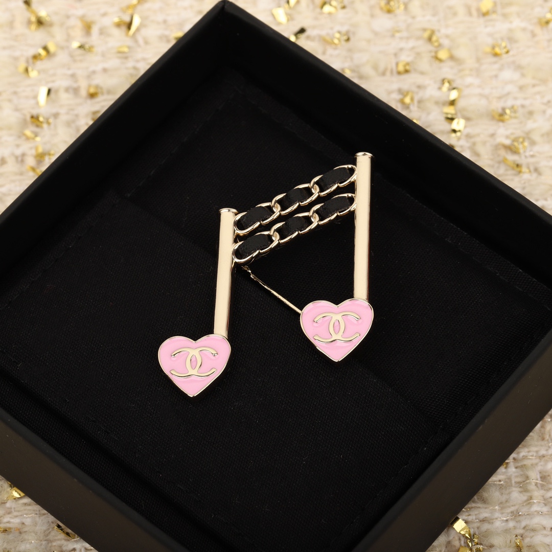 [TOP] CHANEL Note Brooch-Pink