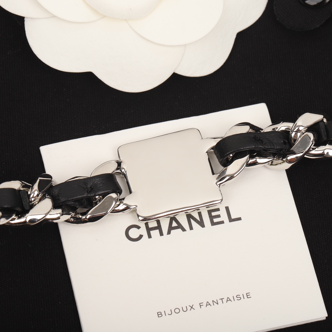 [TOP] CHANEL CC Choker Necklace-Black