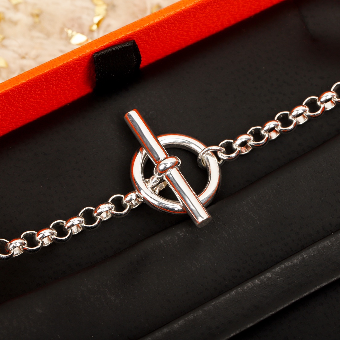 [TOP] HERMES Pig Nose Necklace-Sliver