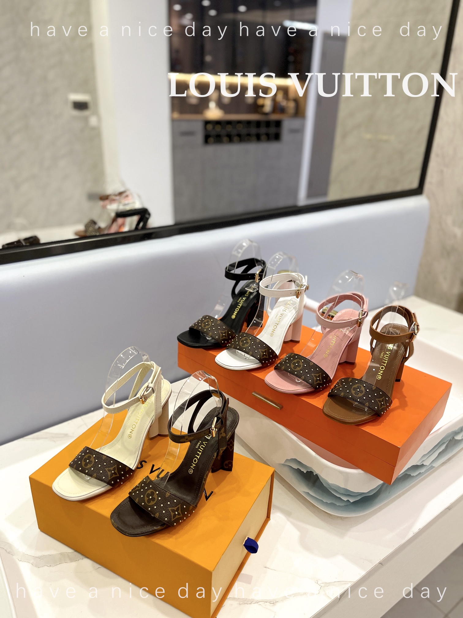 [TOP] Louis Vuitton LV Monogram Pumps Plum Blossom Heel - 6 Color