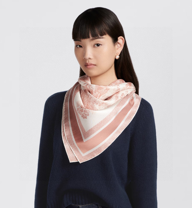 [TOP] Christian Dior Silk Scarf 90x90 cm -Pink