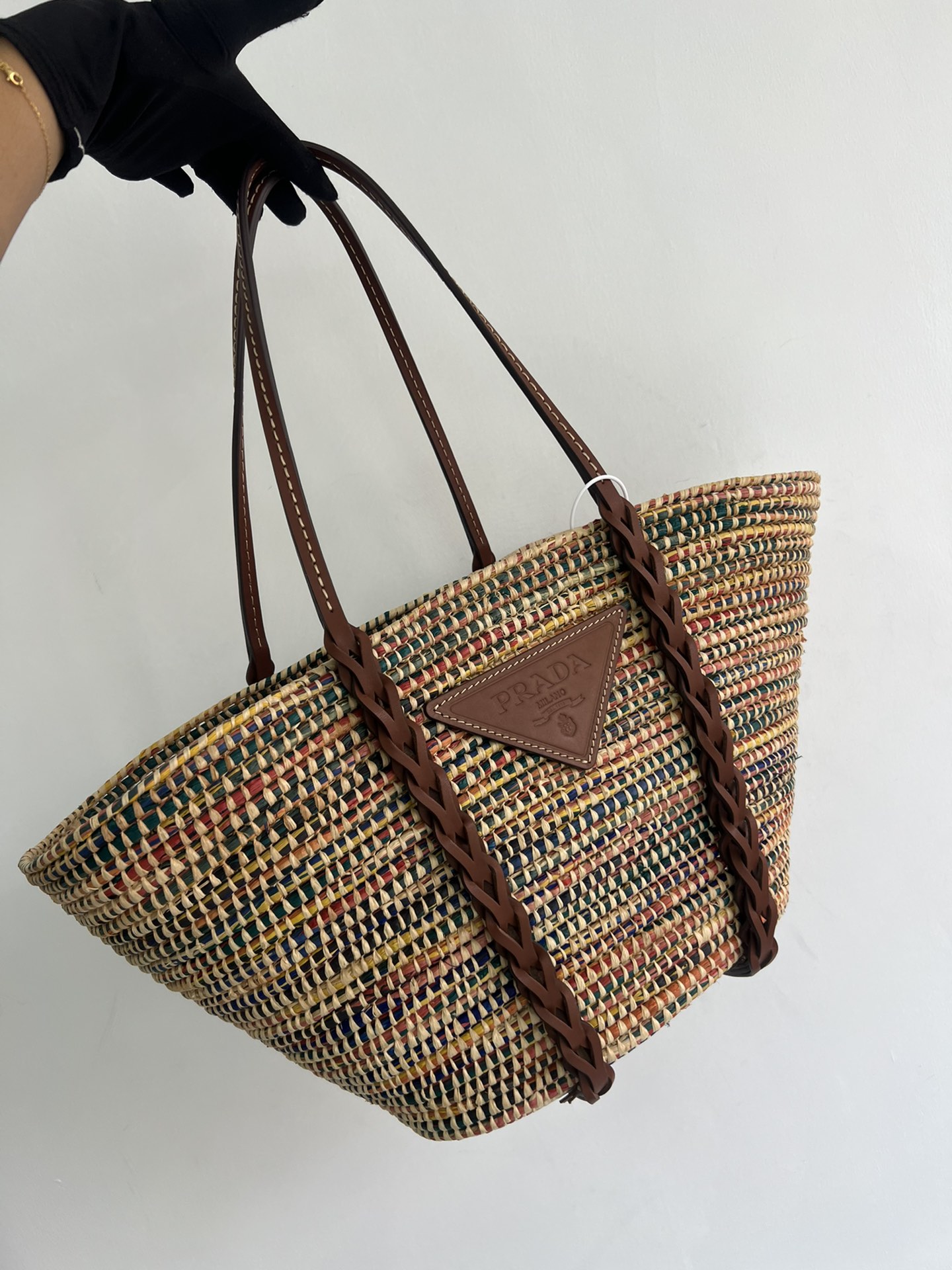 [TOP] PRADA Paglia Vitello Woven Braided Basket Tote Bag 25×25×16 cm - 2 Colors