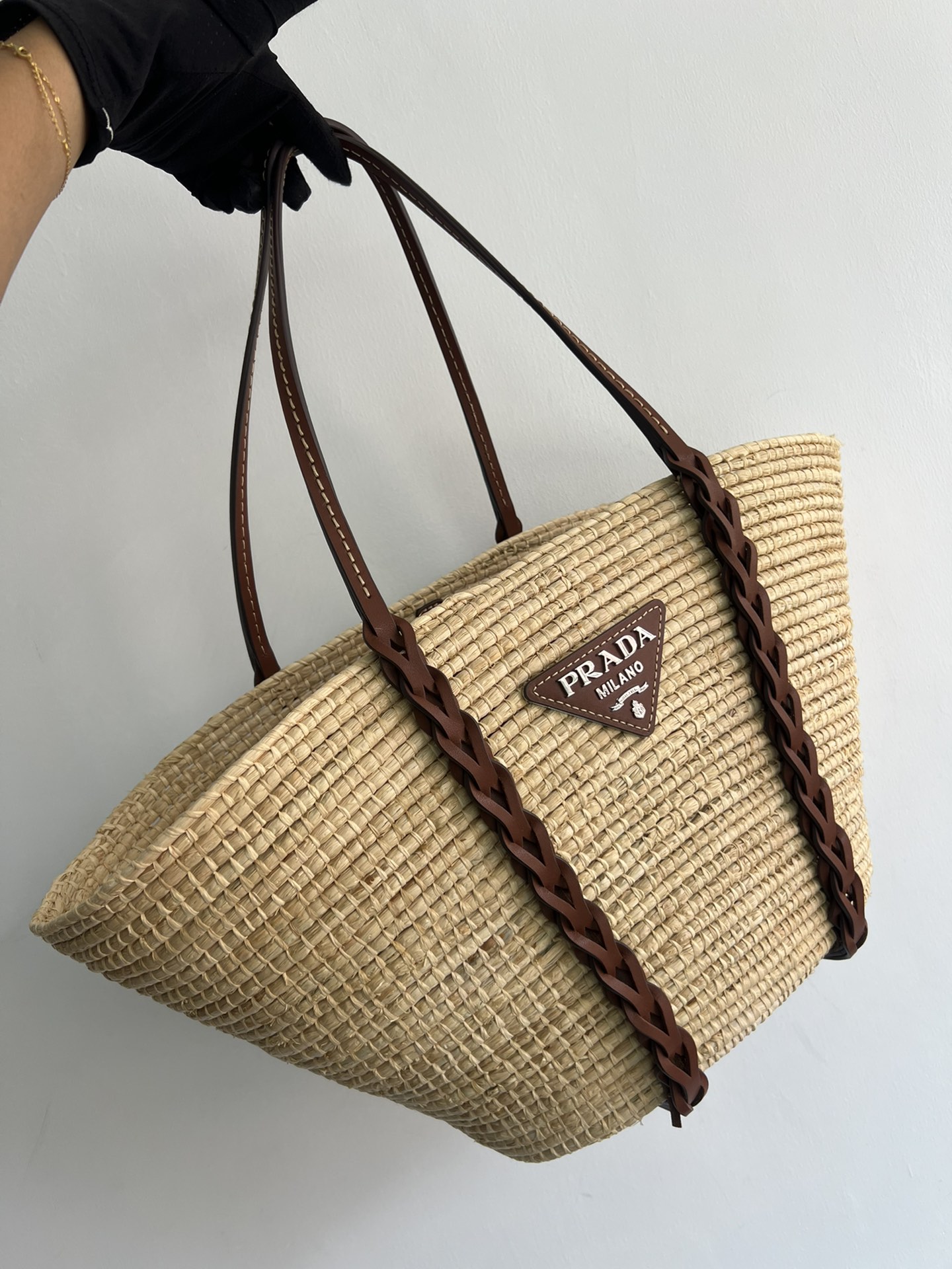 [TOP] PRADA Paglia Vitello Woven Braided Basket Tote Bag 25×25×16 cm - 2 Colors