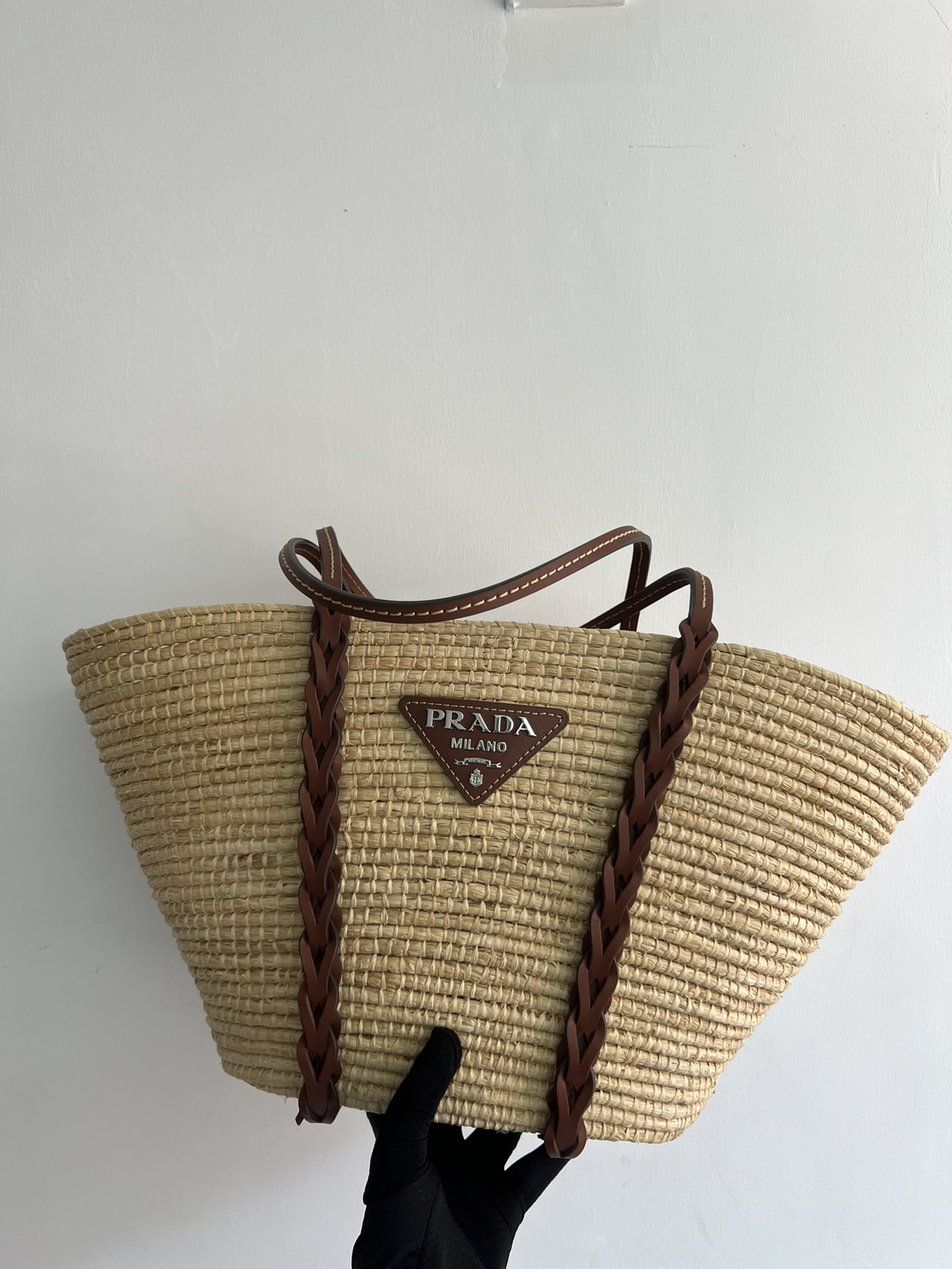 [TOP] PRADA Paglia Vitello Woven Braided Basket Tote Bag 25×25×16 cm - 2 Colors