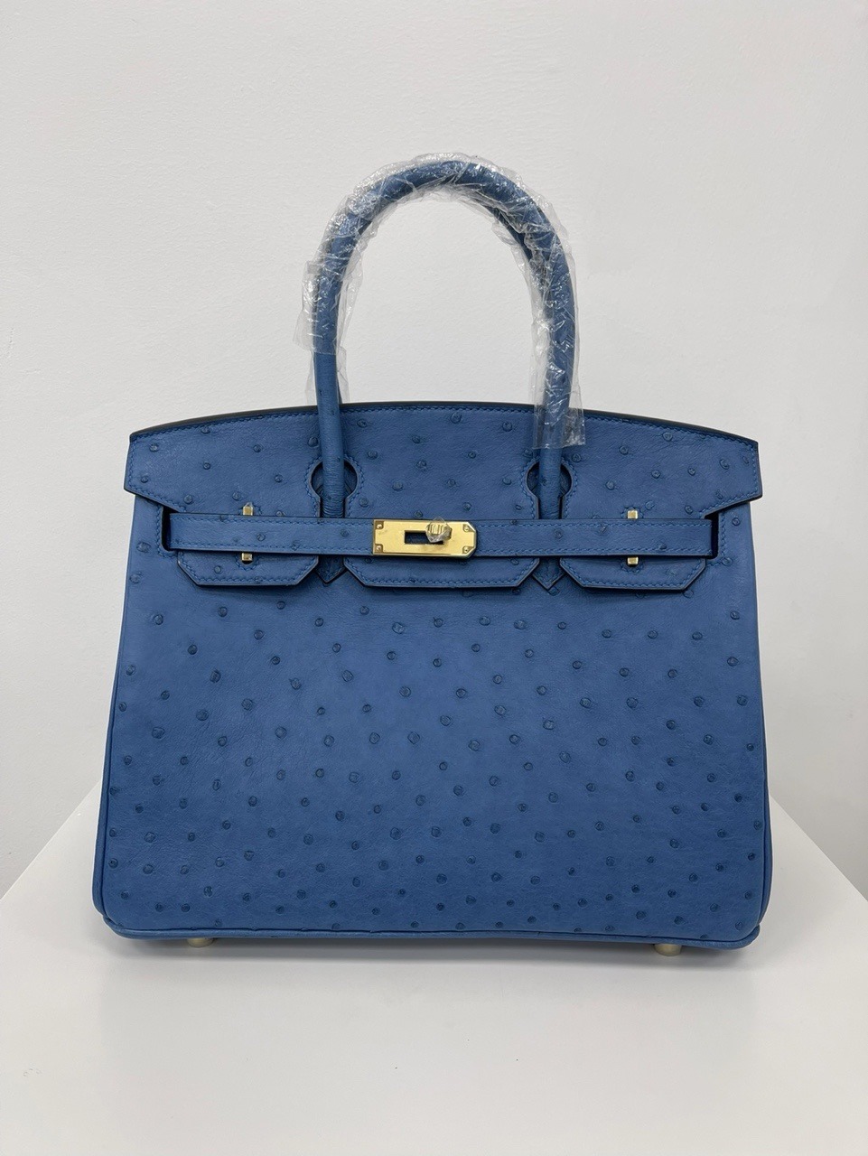 [TOP] HERMES Ostrich Skin Birkin Bags - Blue&GHW