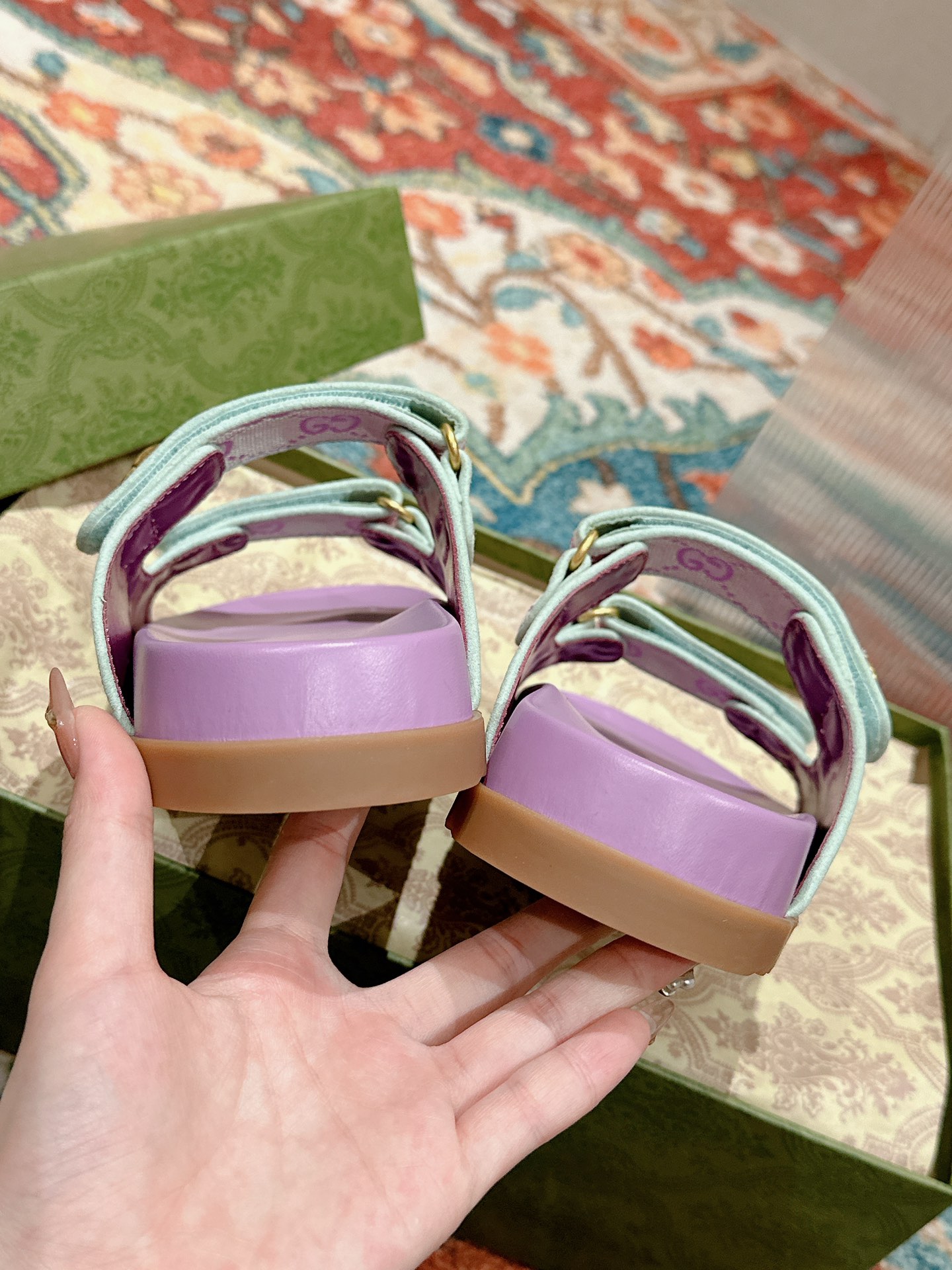 [TOP] GUCCI GG Monogram Slides - Purple