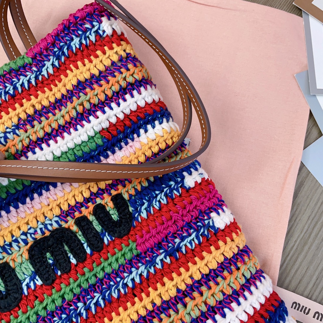 [TOP] Miu Miu Rainbow Woven Bag 30X38CM