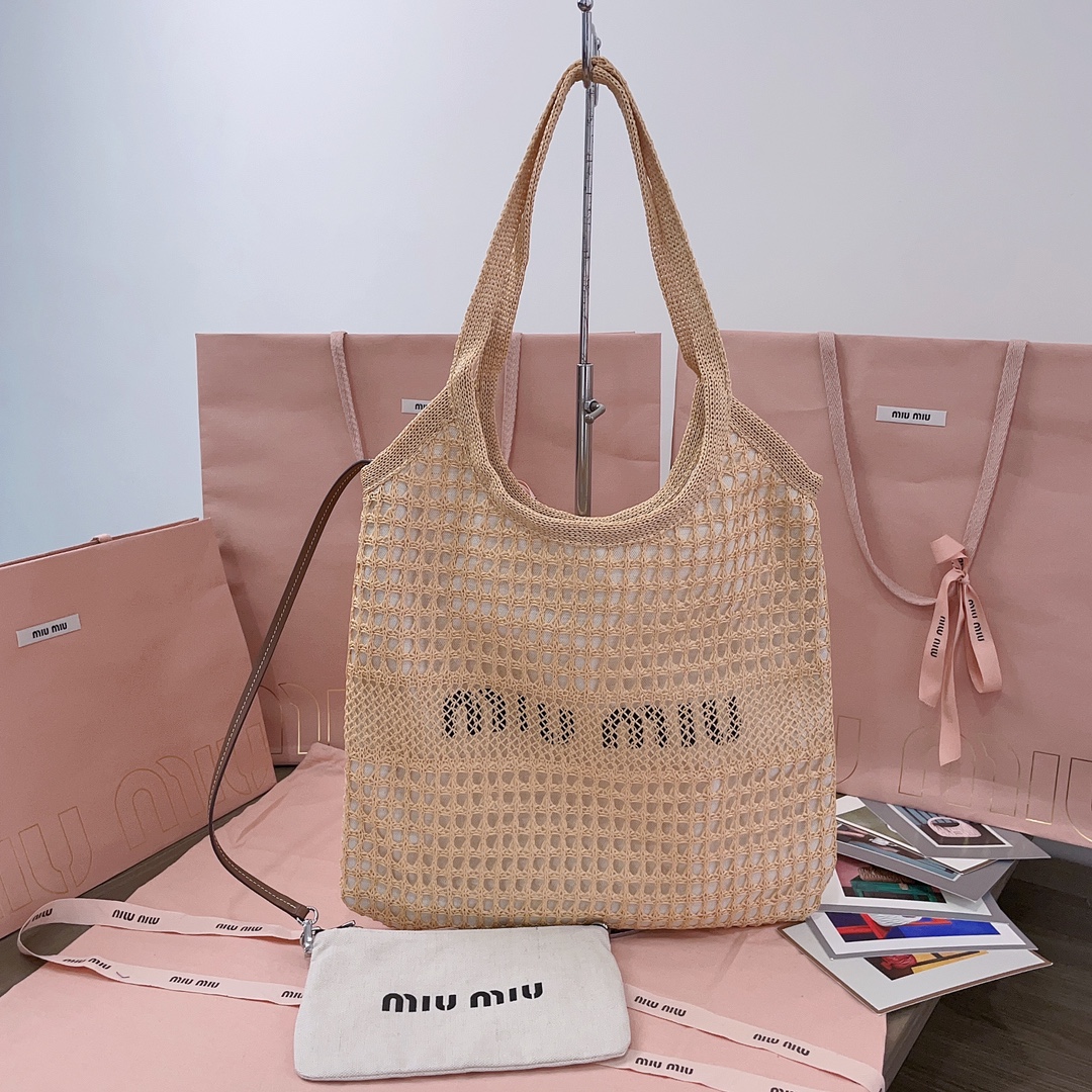 [TOP] Miu Miu Weaving Beach Tote Bag 35X40CM - 3 Color