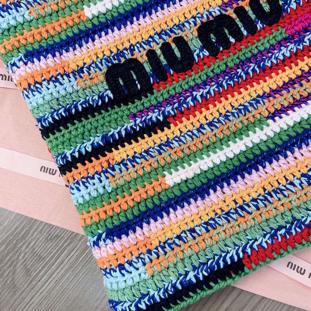 [TOP] Miu Miu Rainbow Woven Bag 30X38CM