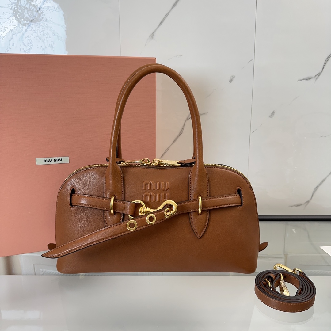 [TOP] Miu Miu Leather Handbag 28x16.5x10cm/33x11x17cm - 3 Colour