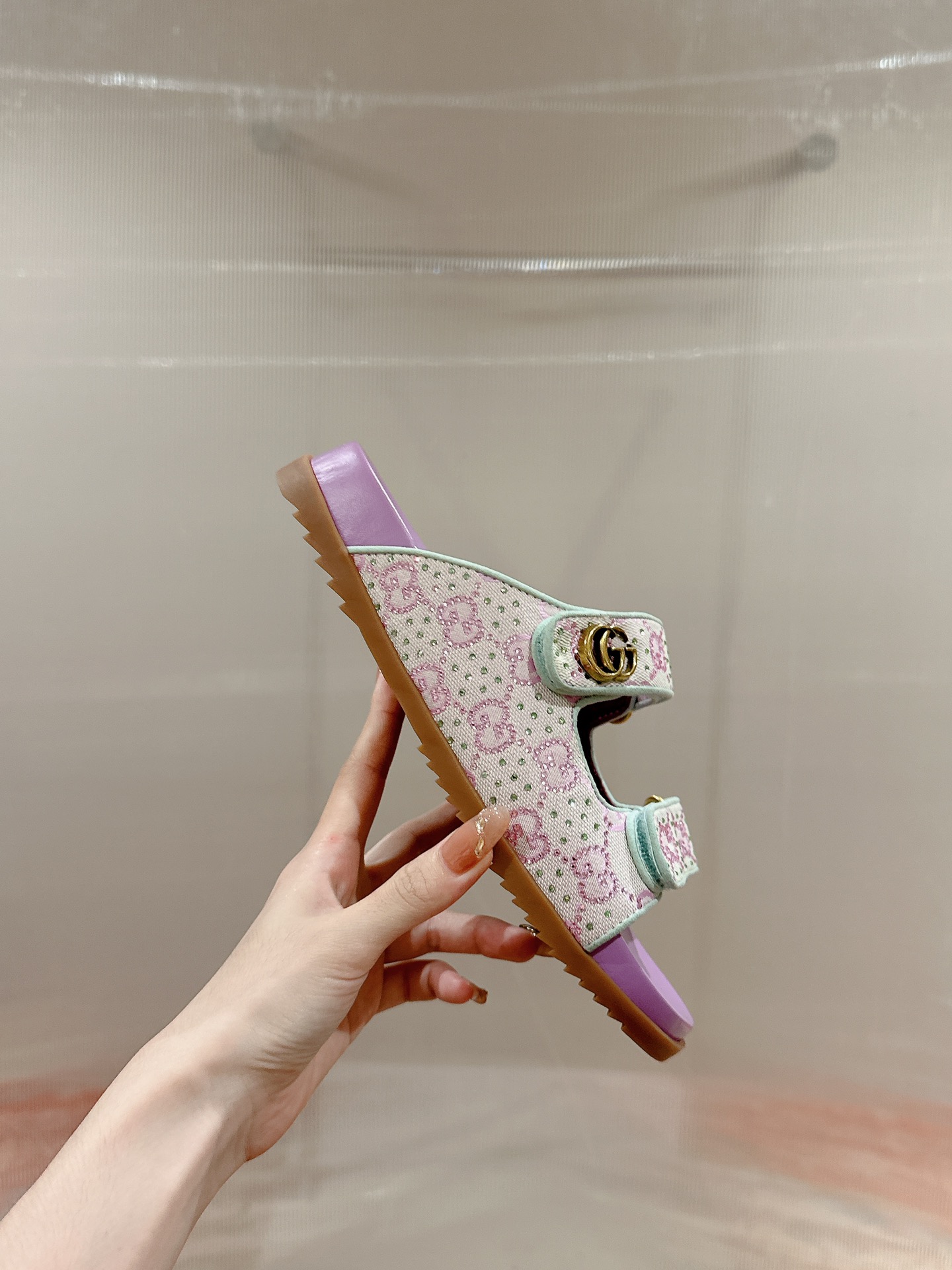 [TOP] GUCCI GG Monogram Slides - Purple