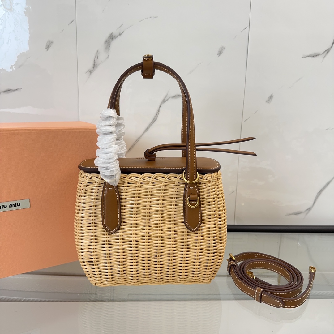 [TOP] Miu Miu Vine Edible Vegetable Basket Bag 15x20x8.5cm