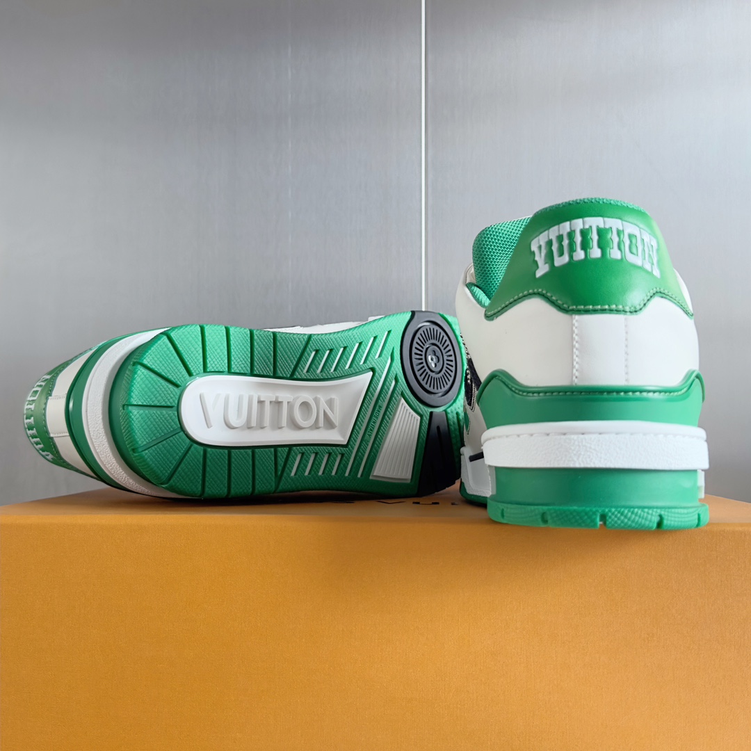 [TOP] Louis Vuitton LV Men's Cowhide Trainer Shoes - Green