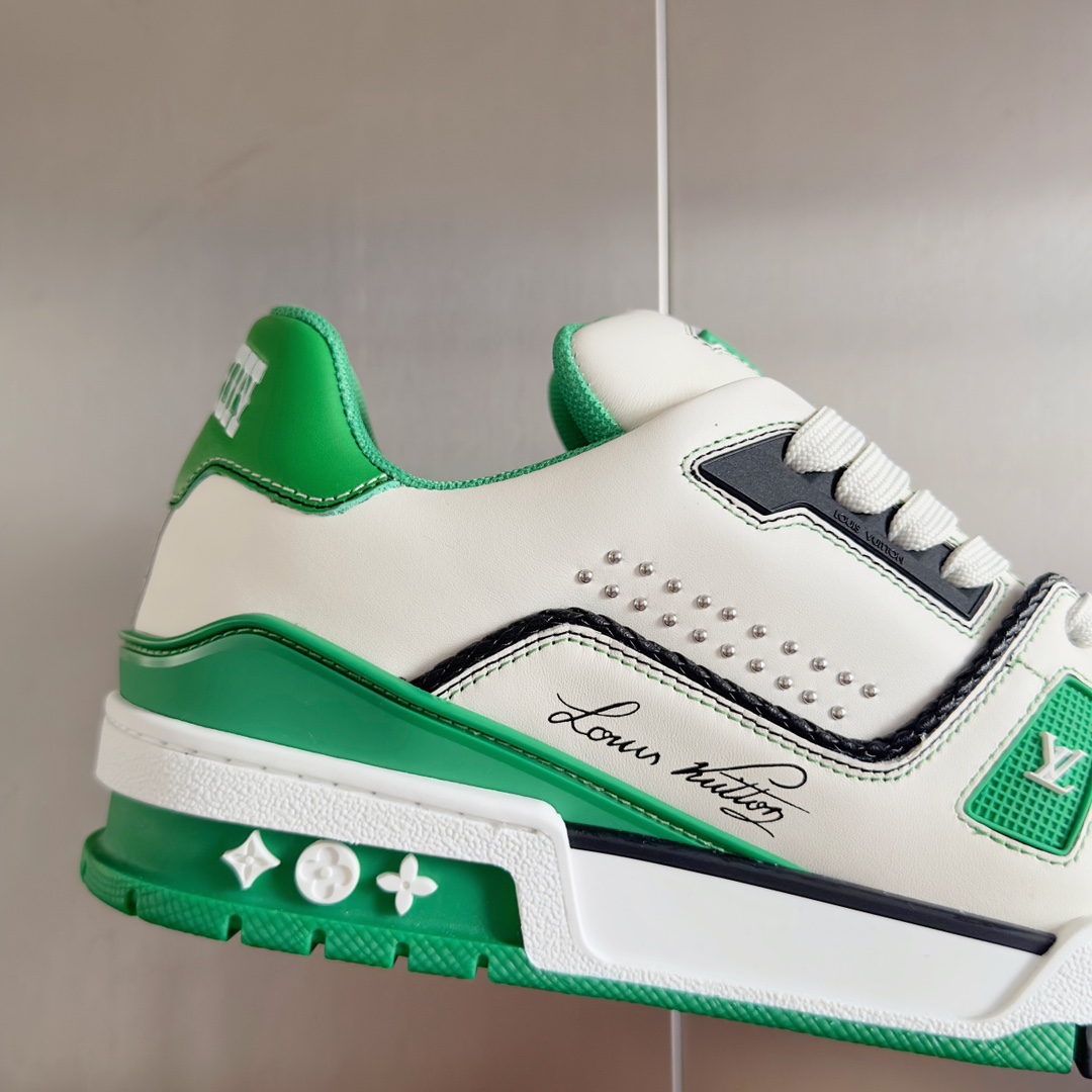 [TOP] Louis Vuitton LV Men's Cowhide Trainer Shoes - Green