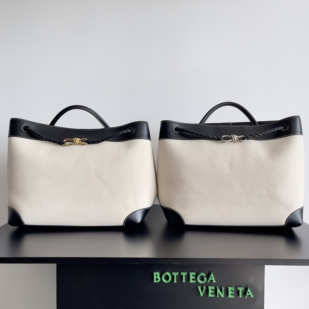[TOP] Bottega Veneta BV Leather Canvas Tote Bag - Three Sizes