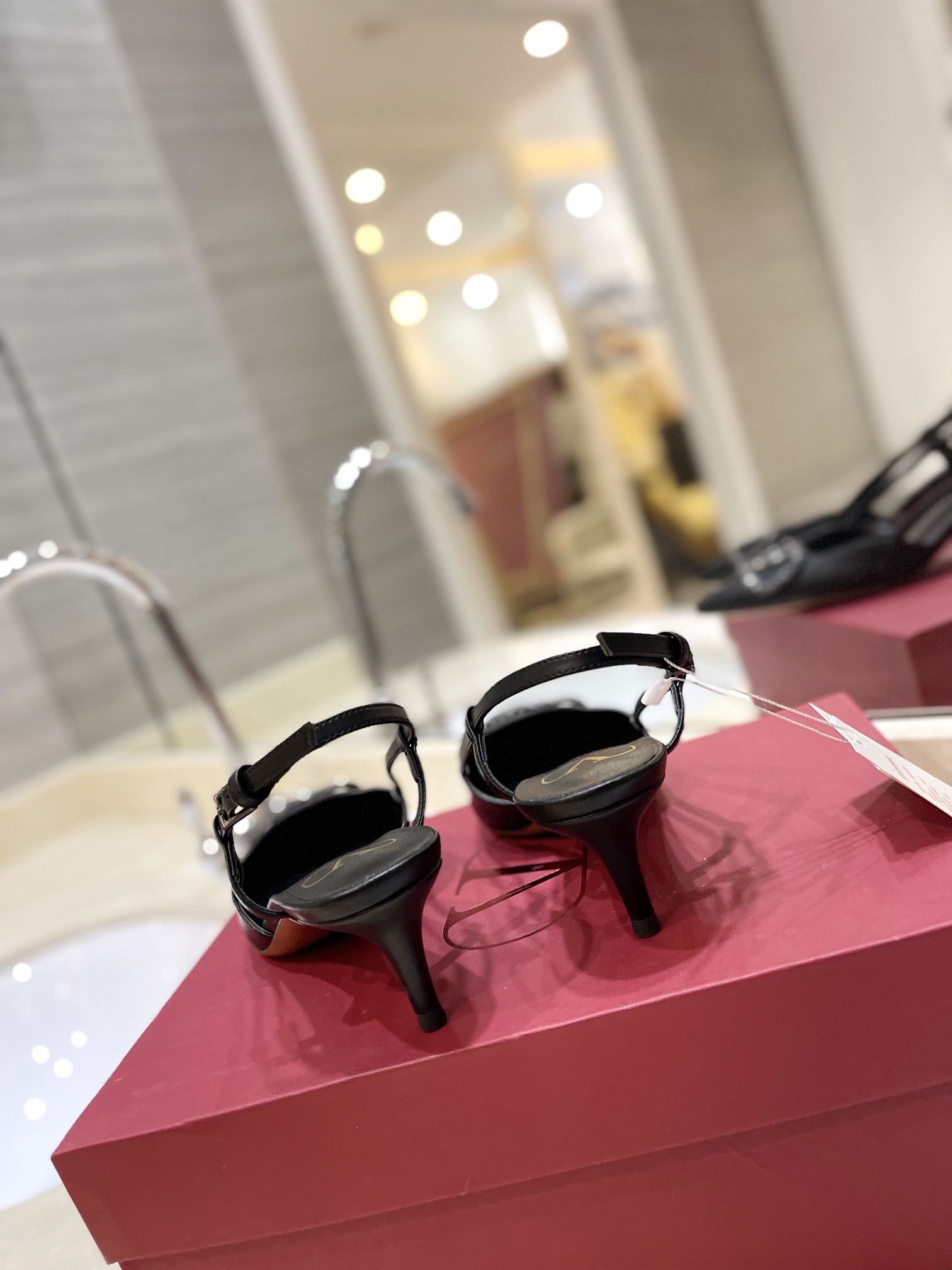 [TOP] VALENTINO Crystal Diamond Buckle High Heels - Black