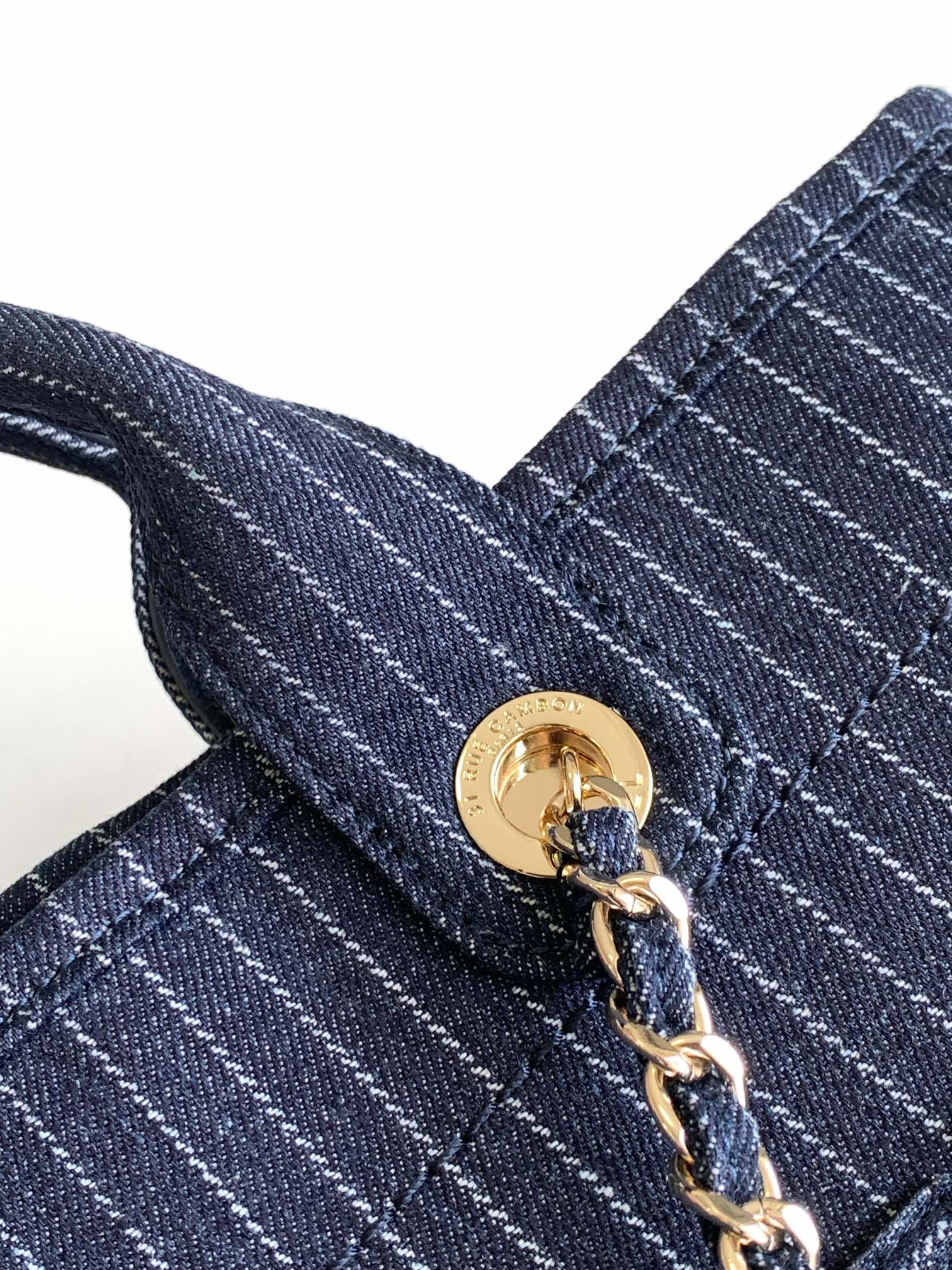 [TOP] CHANEL Deauville Tote Shopping Bag 32cm/38cm - Striped Denim