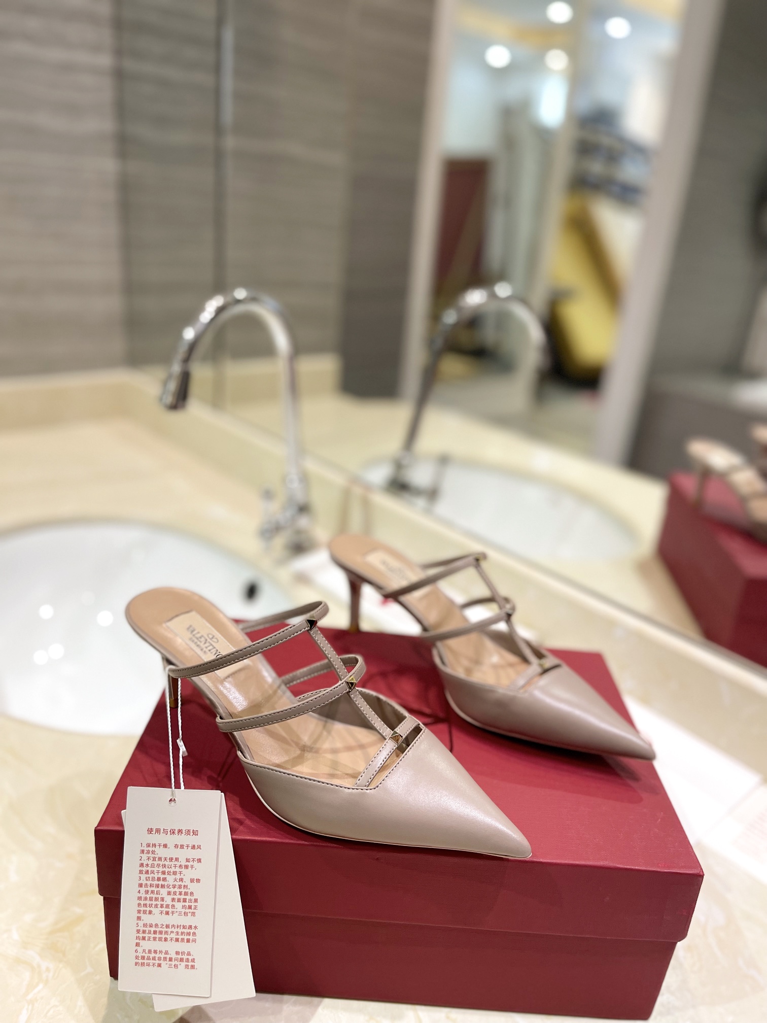 [TOP] VALENTINO Middle-heeled Mules with Mini Rivets  - 3 Color