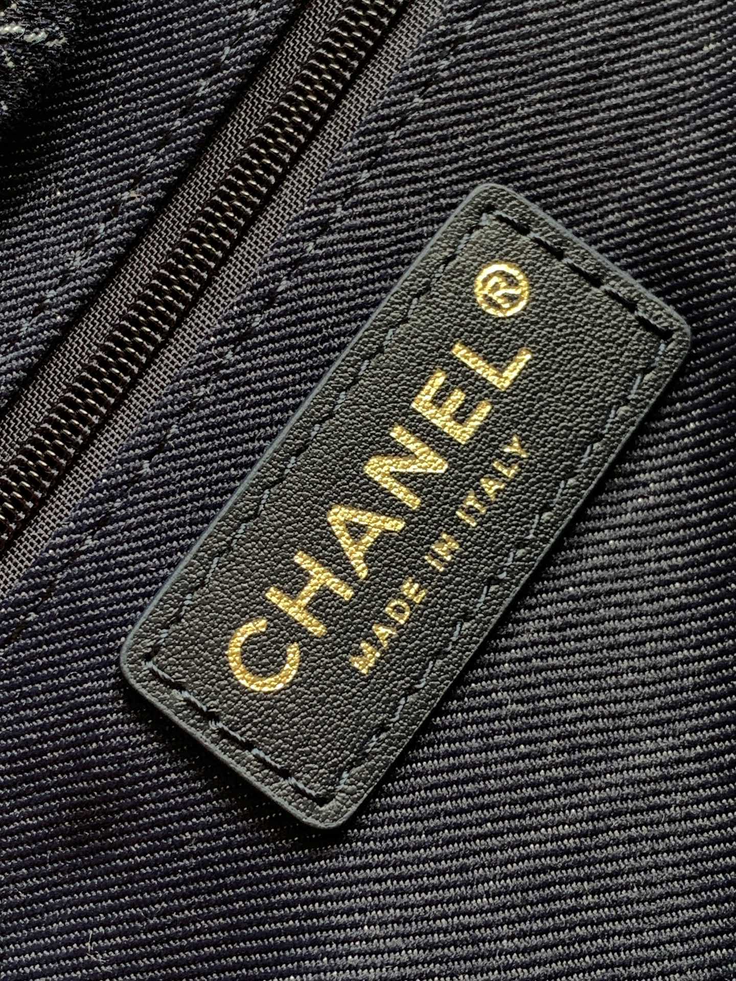 [TOP] CHANEL Deauville Tote Shopping Bag 32cm/38cm - Striped Denim