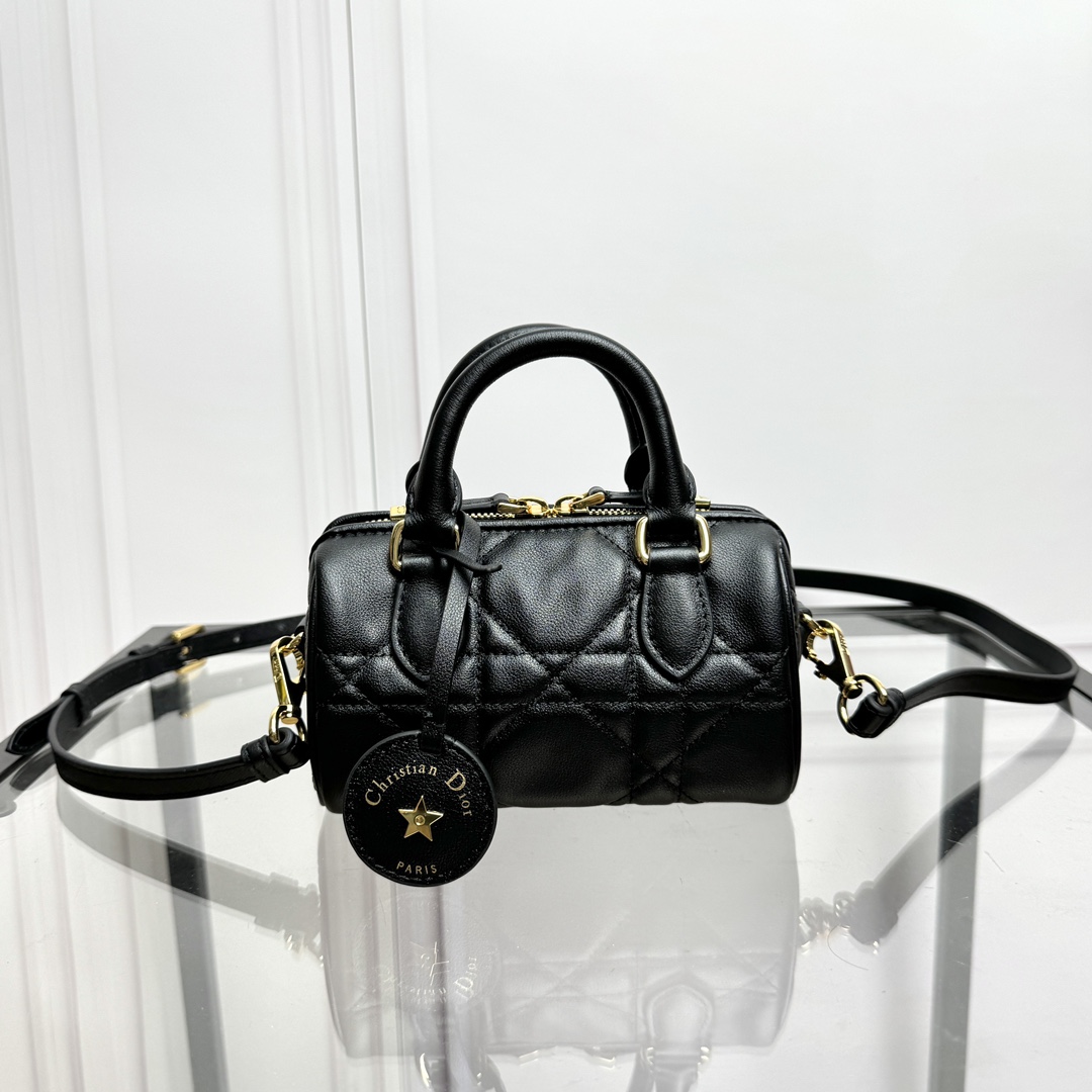 [TOP] Christian Dior Groove 16/20/25 Bag Calfskin 16.5x10x8cm/20.5x13.5x12cm/25x19x16cm - Black