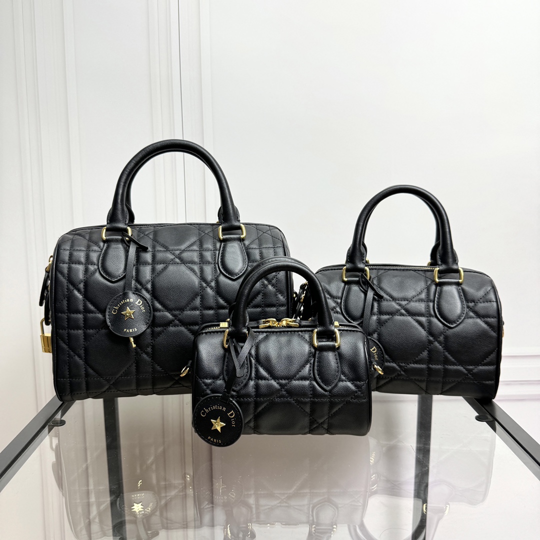 [TOP] Christian Dior Groove 16/20/25 Bag Calfskin 16.5x10x8cm/20.5x13.5x12cm/25x19x16cm - Black