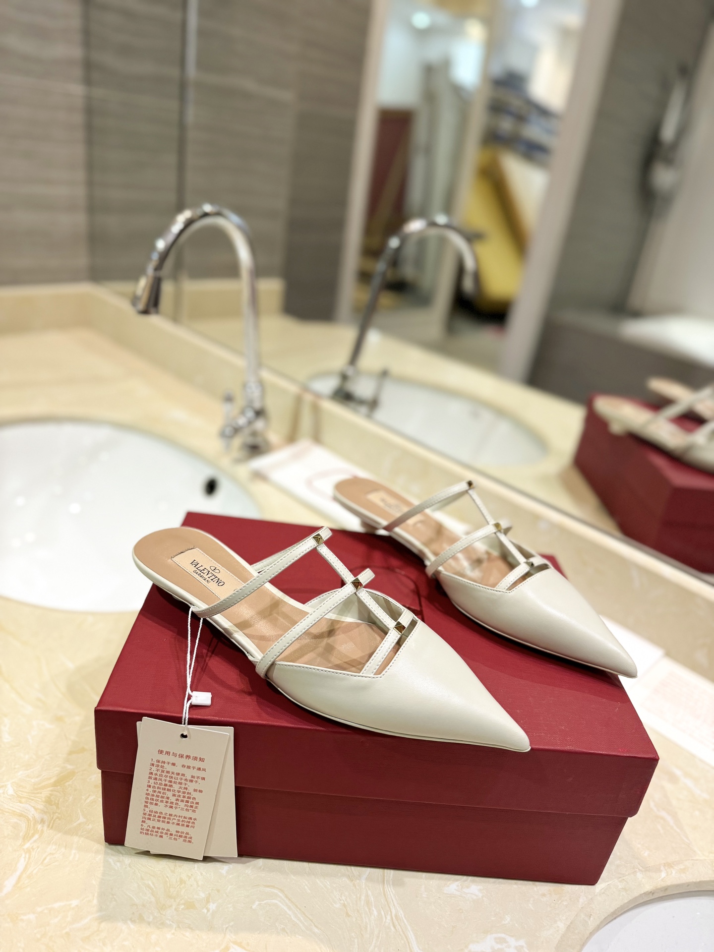 [TOP] VALENTINO Micro-heeled Mules with Mini Rivets  - 5 Color