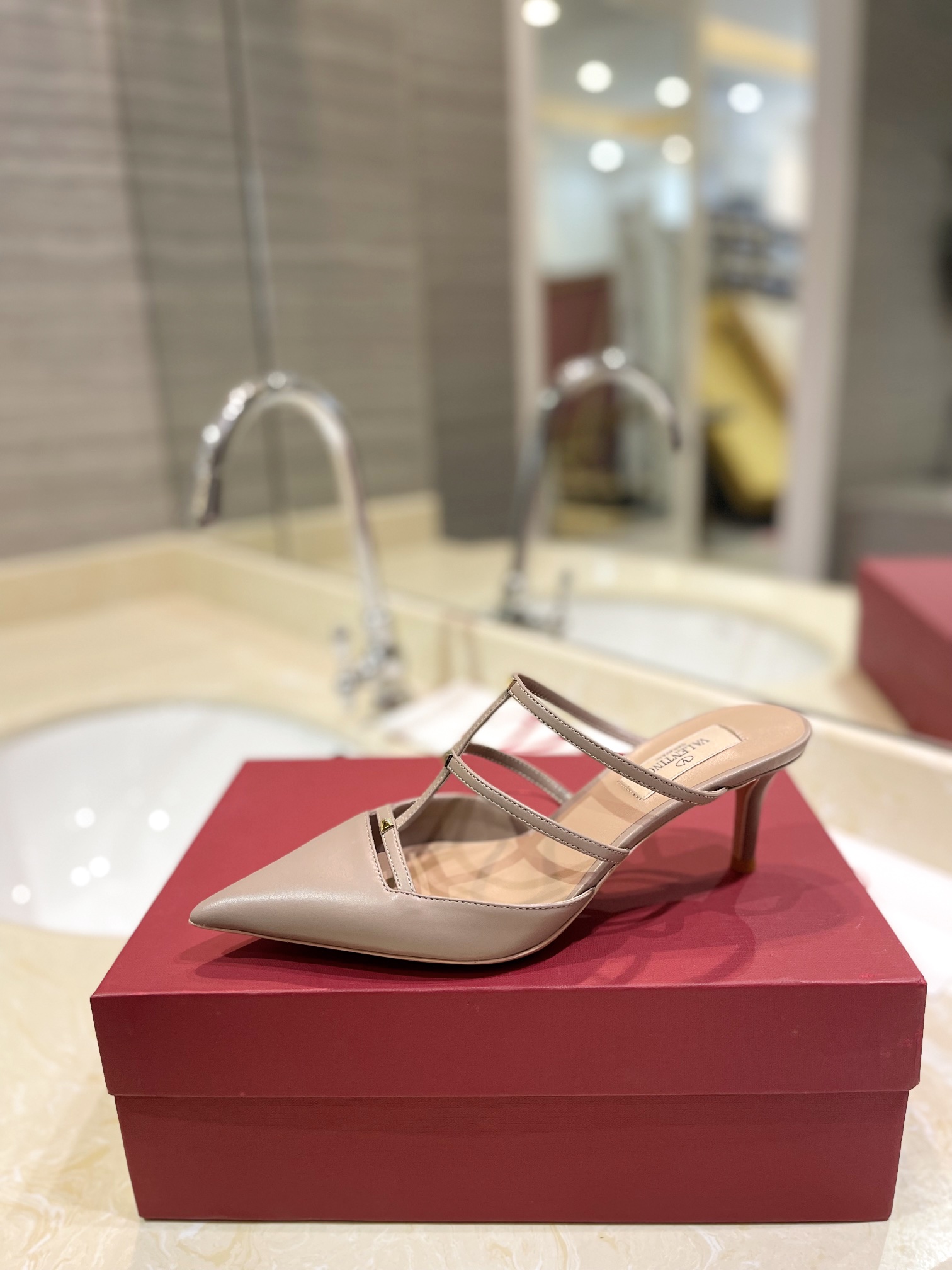 [TOP] VALENTINO Middle-heeled Mules with Mini Rivets  - 3 Color