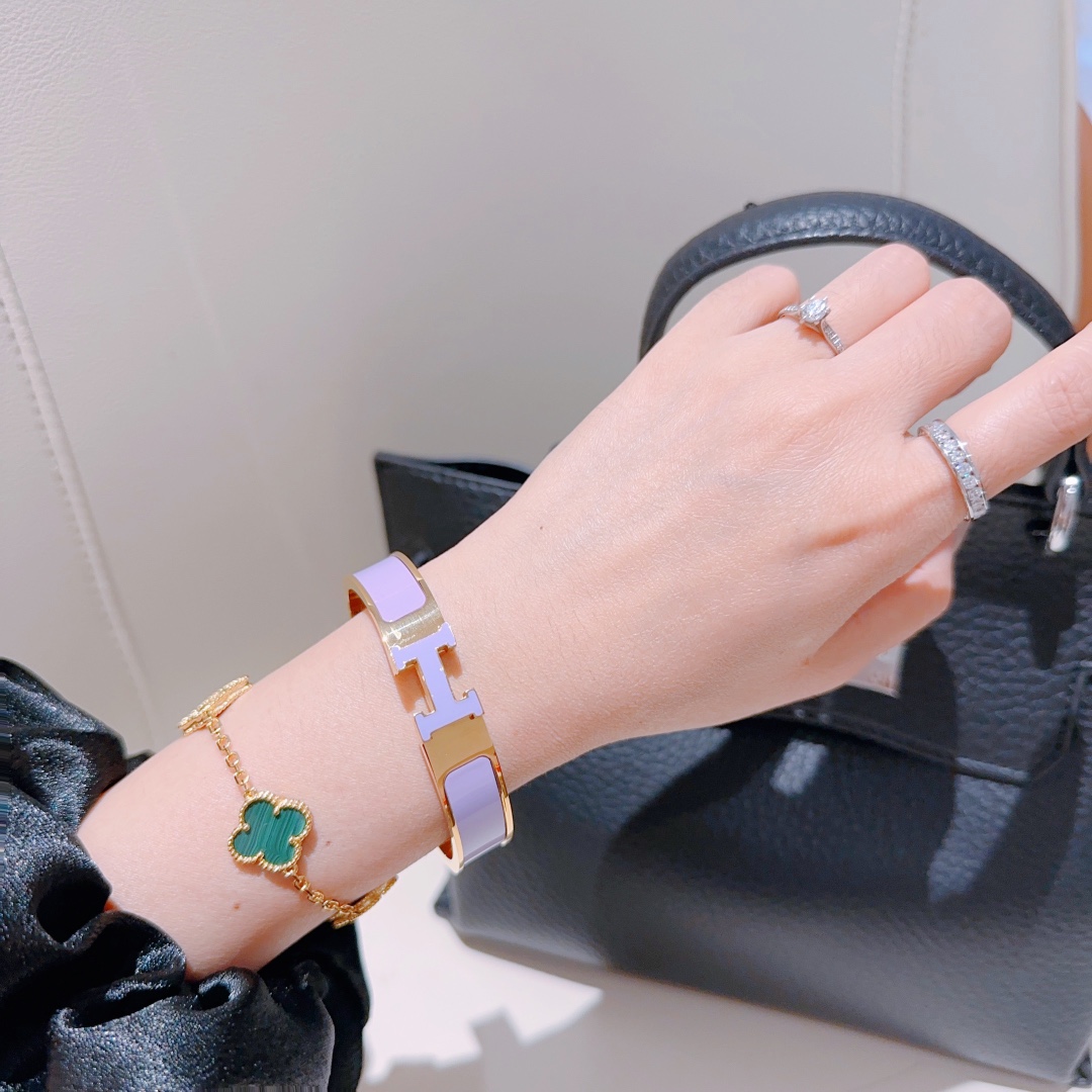 [TOP] HERMES Enamel Bracelet -Purple