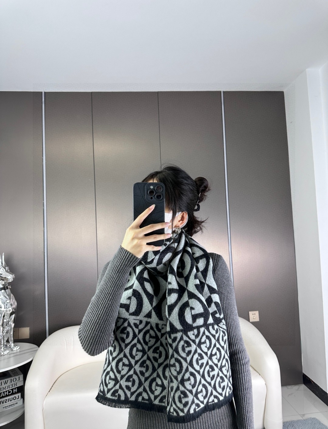 [TOP] GUCCI Cashmere Scarf 45×185 cm