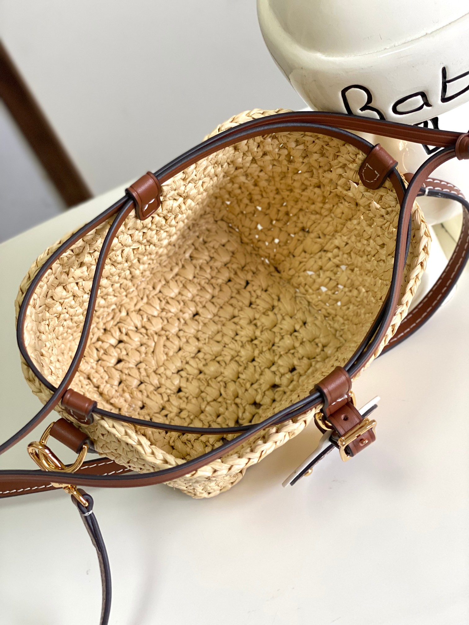 [TOP] Louis Vuitton LV Noe Purse/BB Bag Crocheted Raffia 11.5x12x11.5cm/22x24x15cm - Beige&Brown