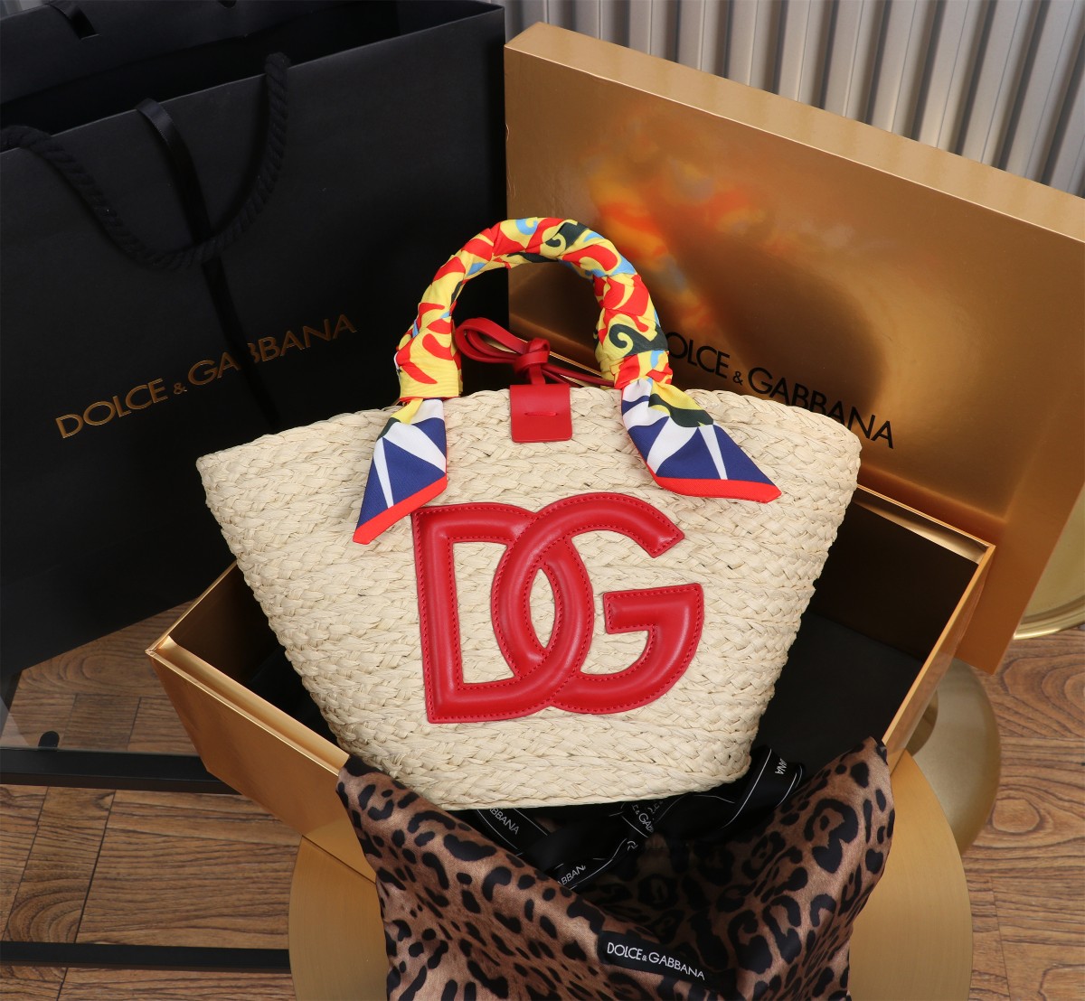 [TOP] Dolce & Gabbana D&G Rattan Woven Tote Bag 35*26*16cm - 6 Colors