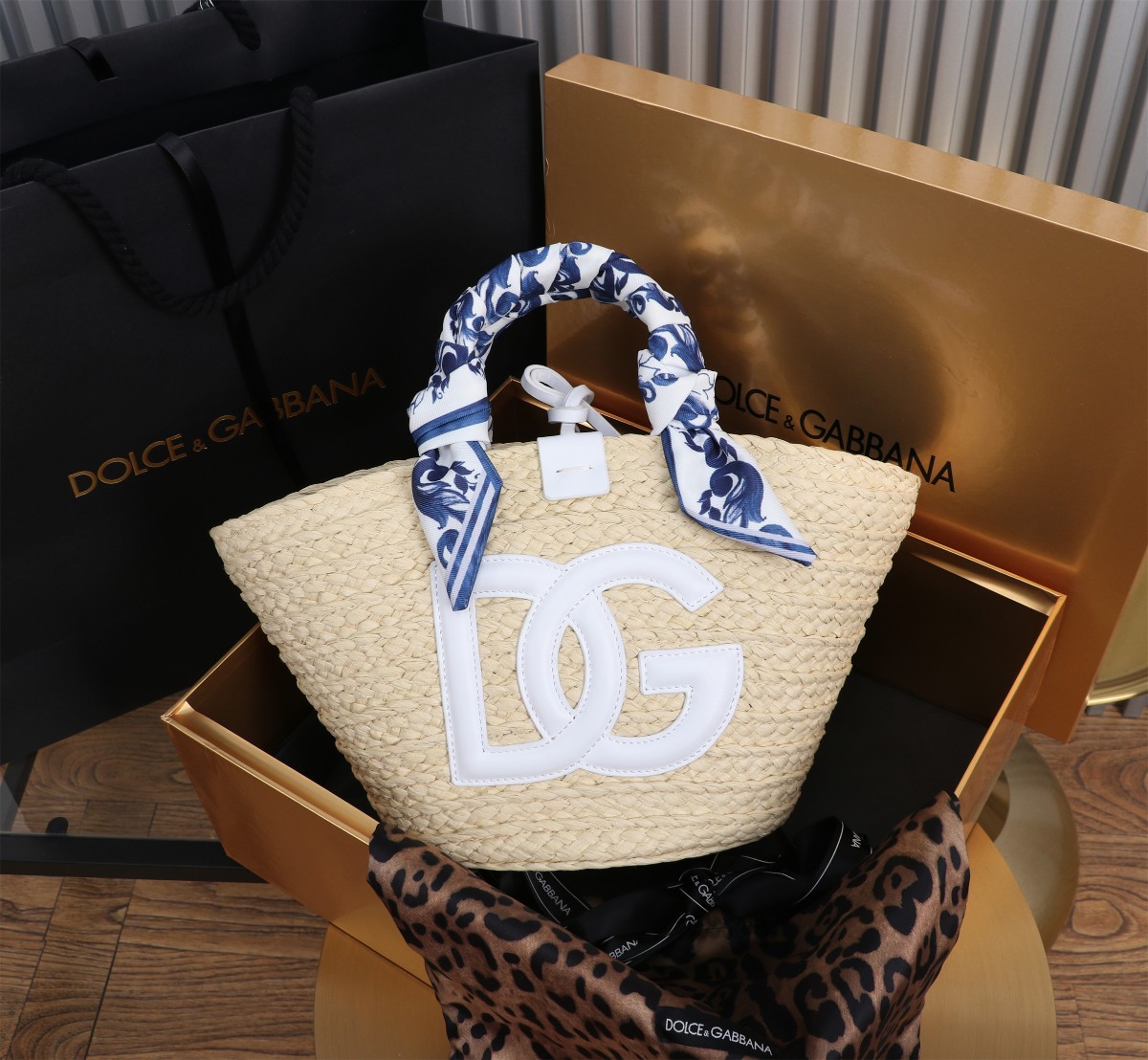 [TOP] Dolce & Gabbana D&G Rattan Woven Tote Bag 35*26*16cm - 6 Colors