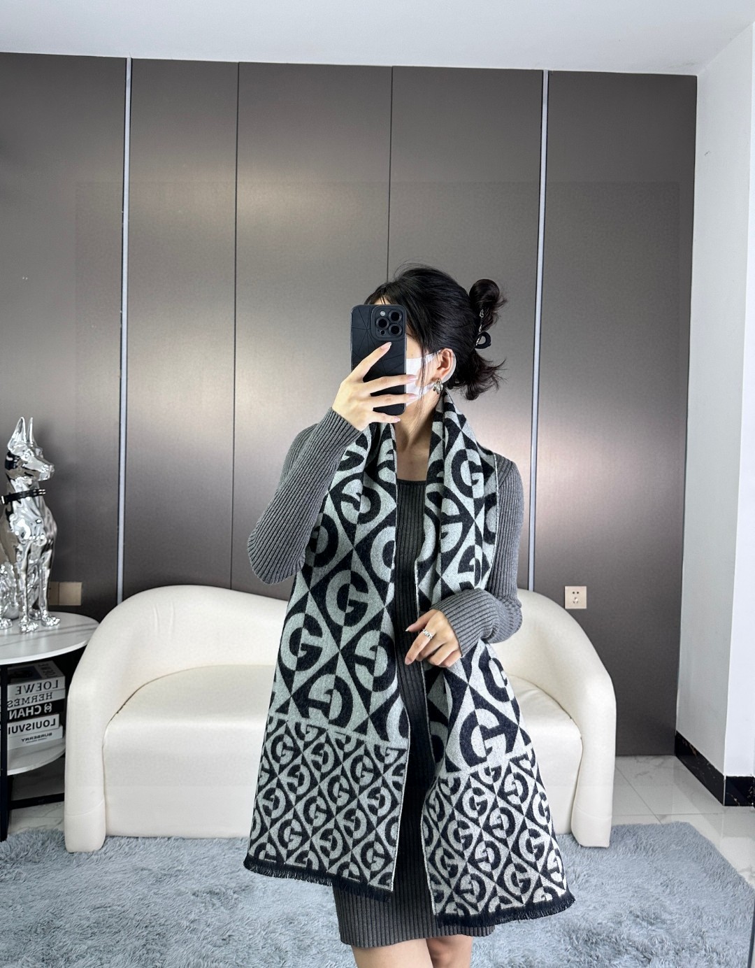 [TOP] GUCCI Cashmere Scarf 45×185 cm