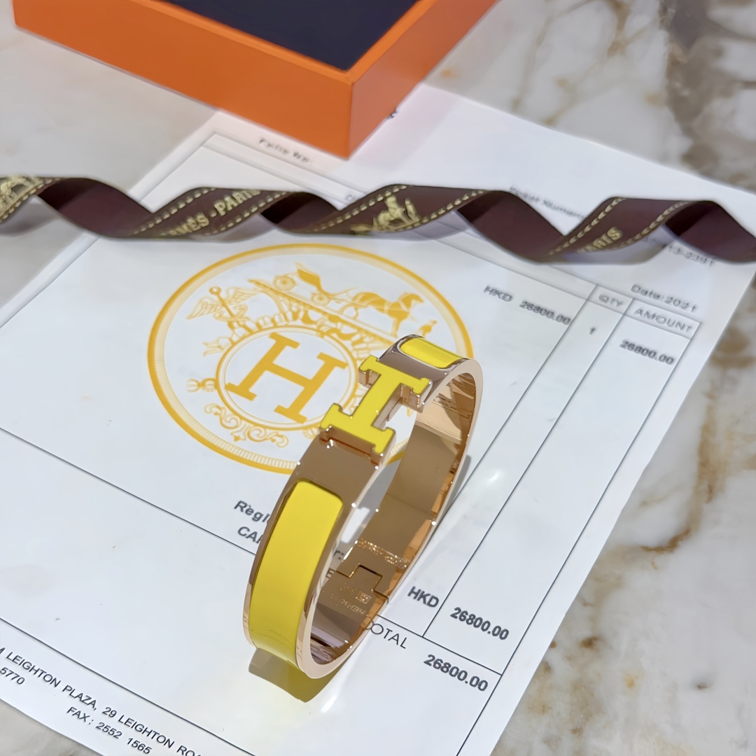 [TOP] HERMES  Enamel Bracelet -Yellow