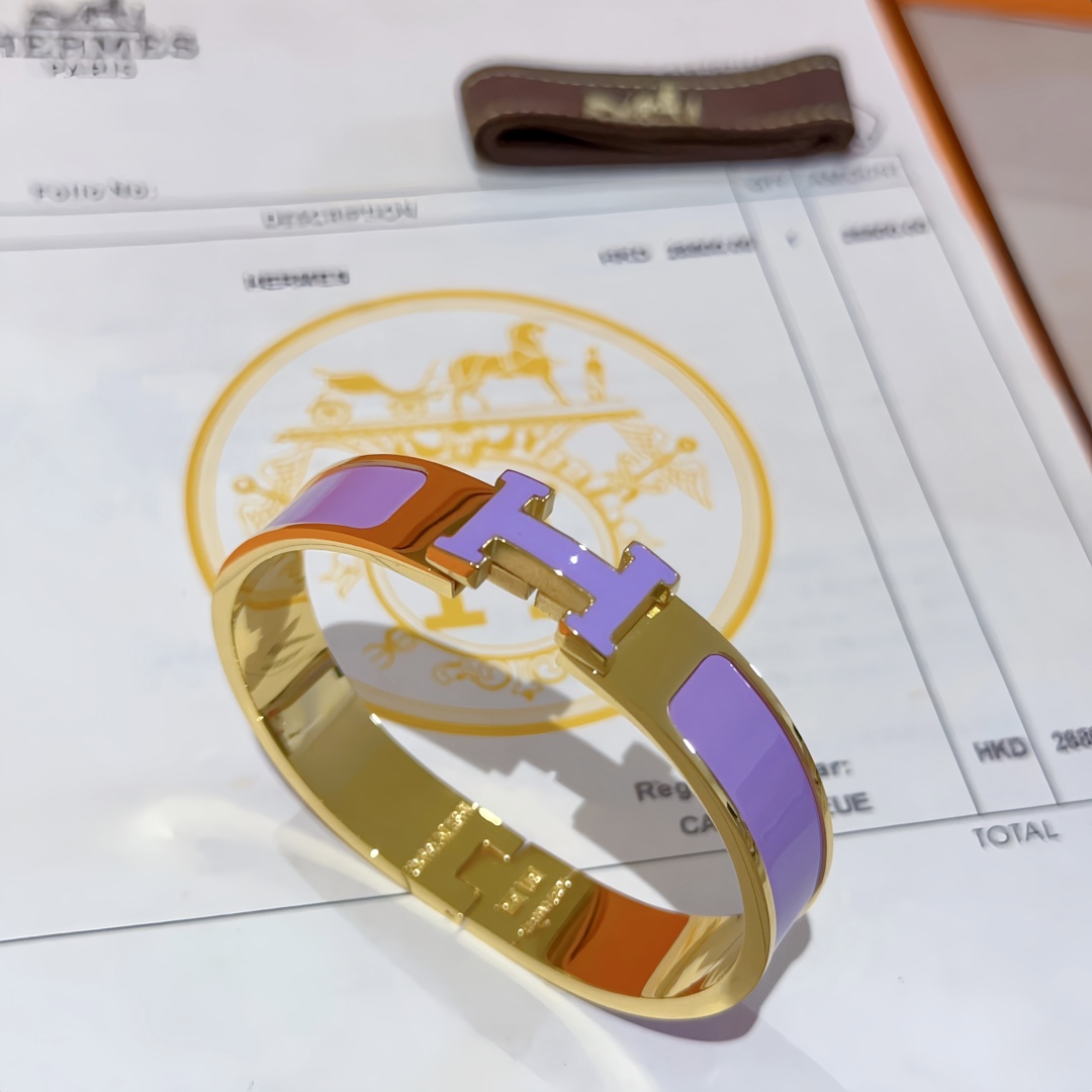 [TOP] HERMES Enamel Bracelet -Purple