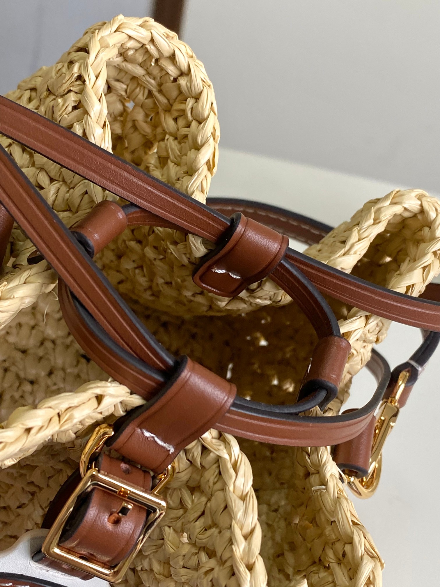 [TOP] Louis Vuitton LV Noe Purse/BB Bag Crocheted Raffia 11.5x12x11.5cm/22x24x15cm - Beige&Brown
