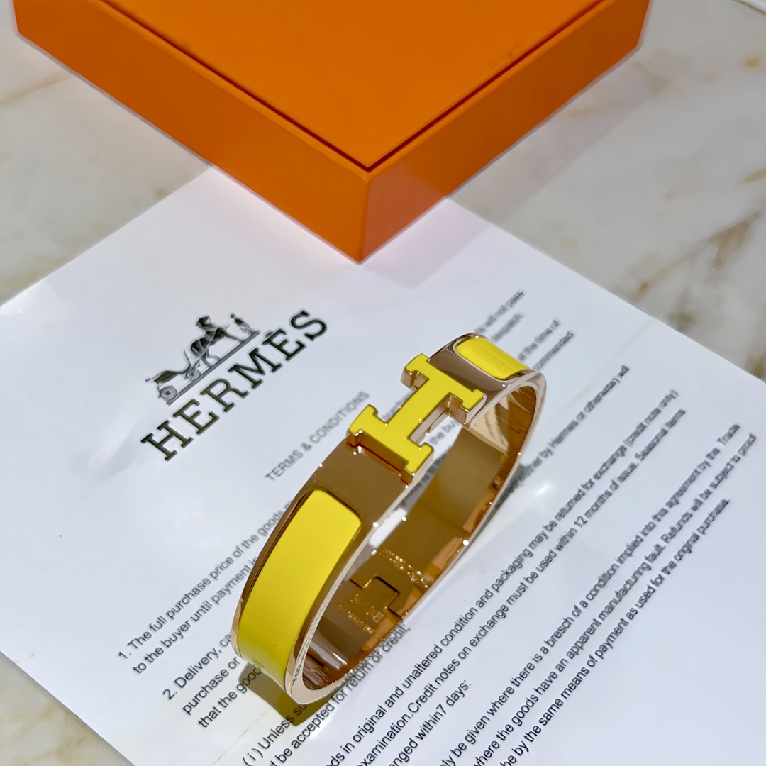 [TOP] HERMES  Enamel Bracelet -Yellow