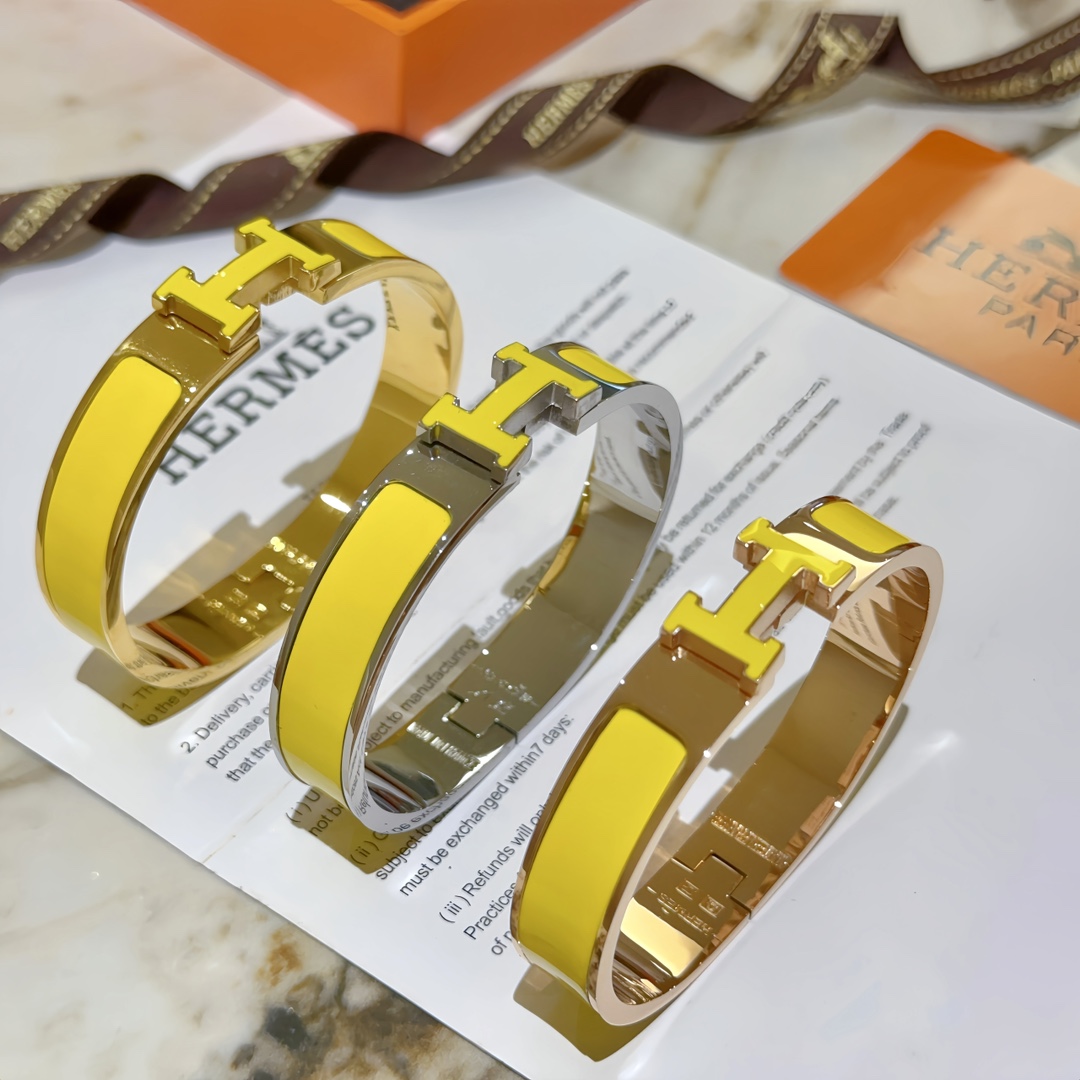 [TOP] HERMES  Enamel Bracelet -Yellow