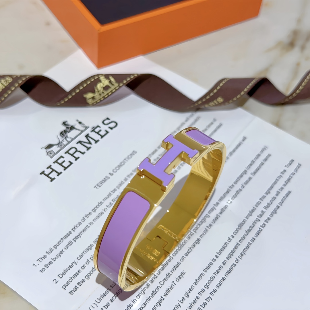[TOP] HERMES Enamel Bracelet -Purple