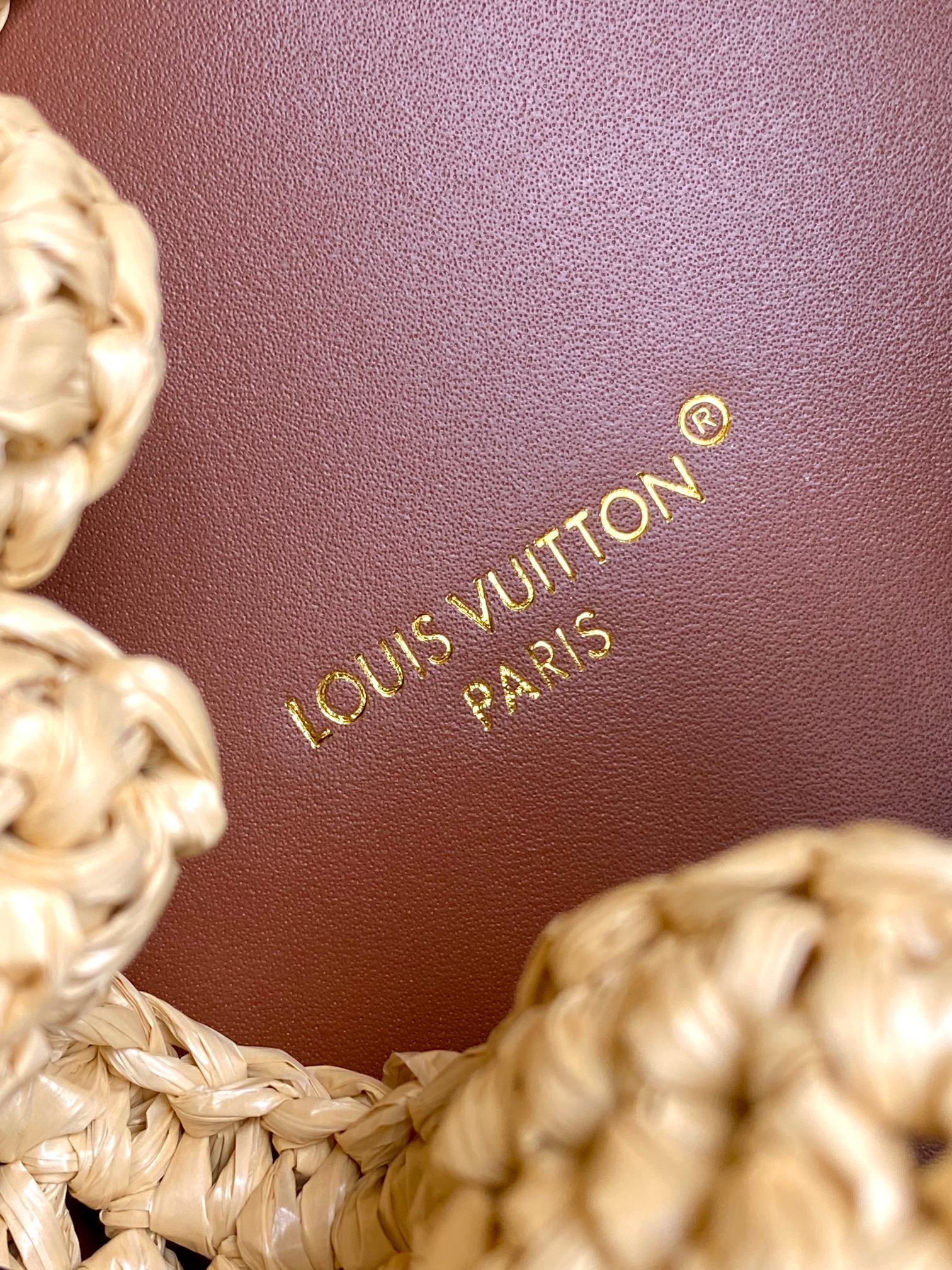 [TOP] Louis Vuitton LV Noe Purse/BB Bag Crocheted Raffia 11.5x12x11.5cm/22x24x15cm - Beige&Brown