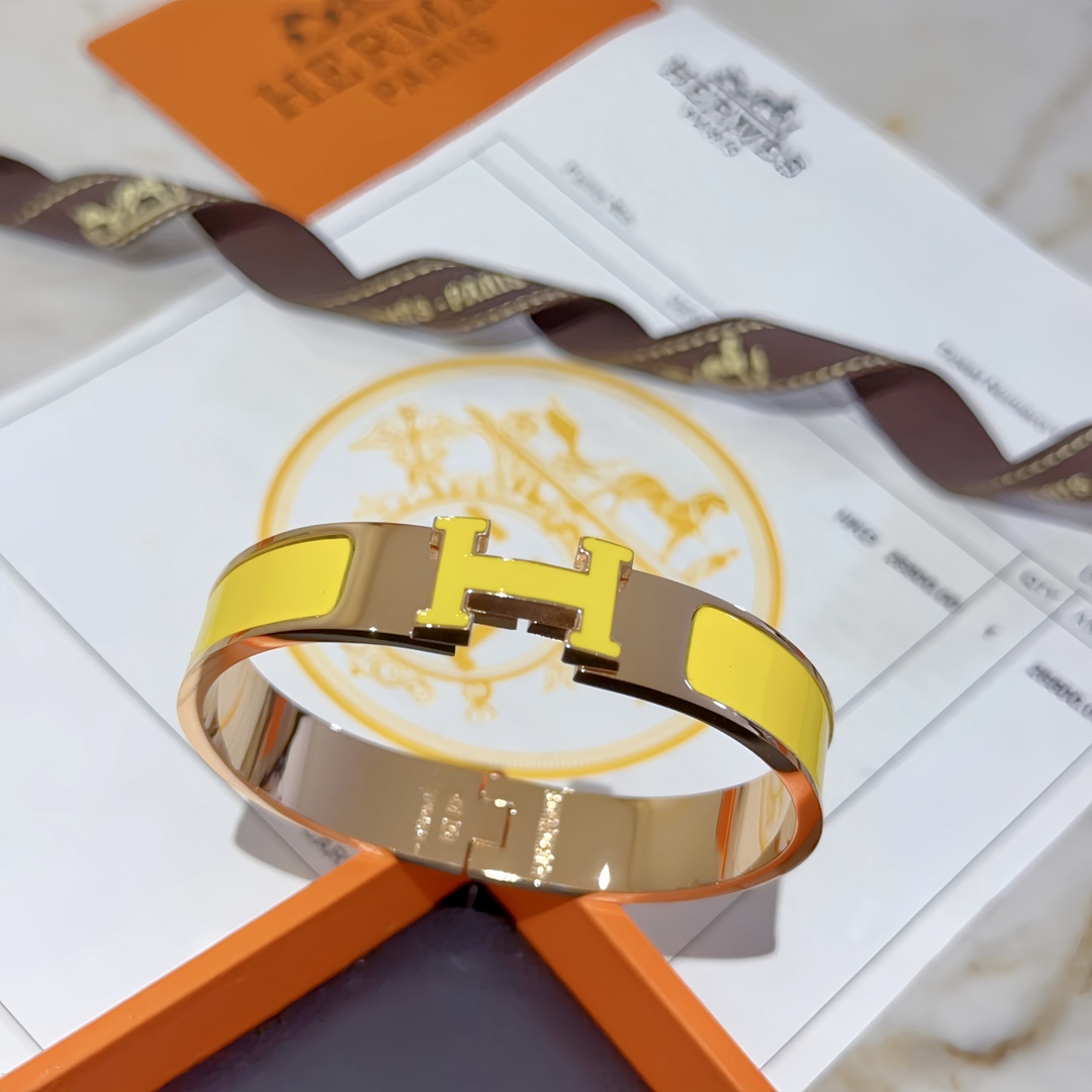 [TOP] HERMES  Enamel Bracelet -Yellow