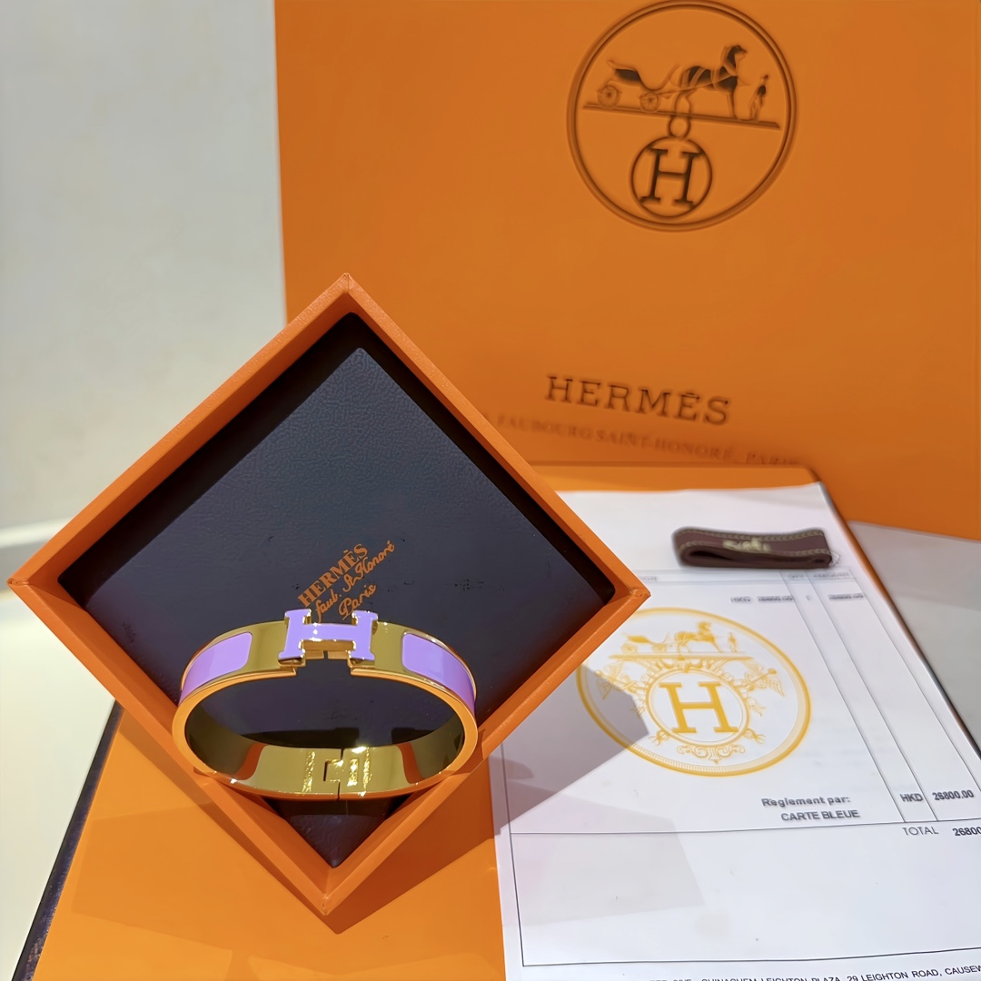 [TOP] HERMES Enamel Bracelet -Purple