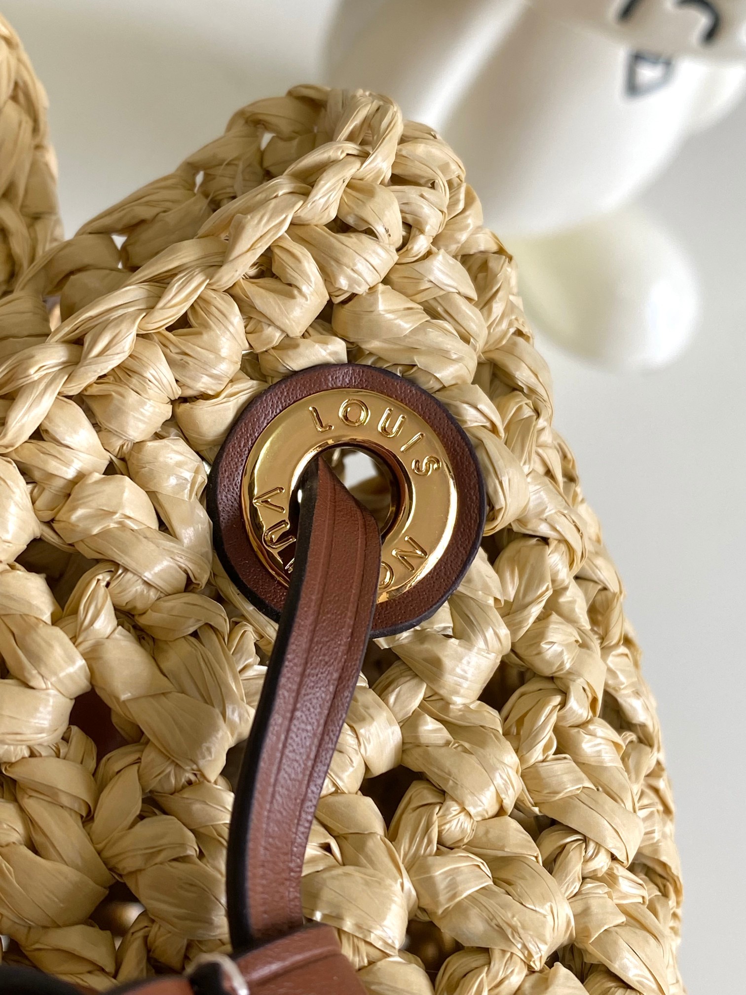 [TOP] Louis Vuitton LV Noe Purse/BB Bag Crocheted Raffia 11.5x12x11.5cm/22x24x15cm - Beige&Brown