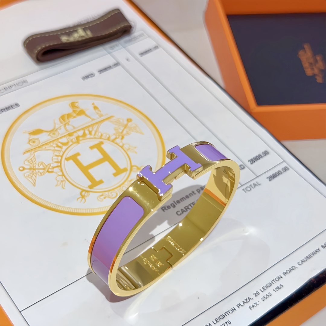 [TOP] HERMES Enamel Bracelet -Purple