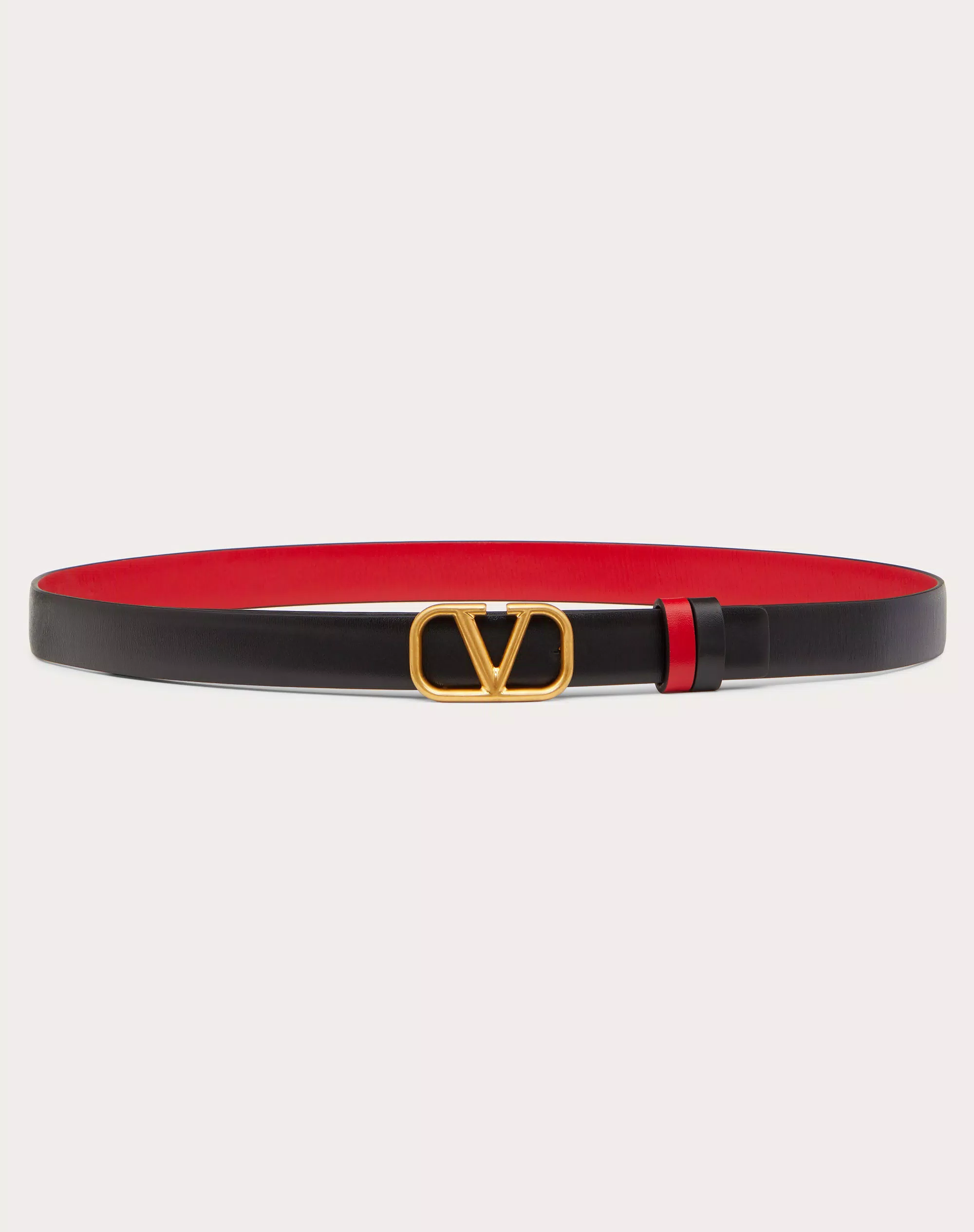 [TOP] VALENTINO Cowhide Belt 20 mm- Red and Black